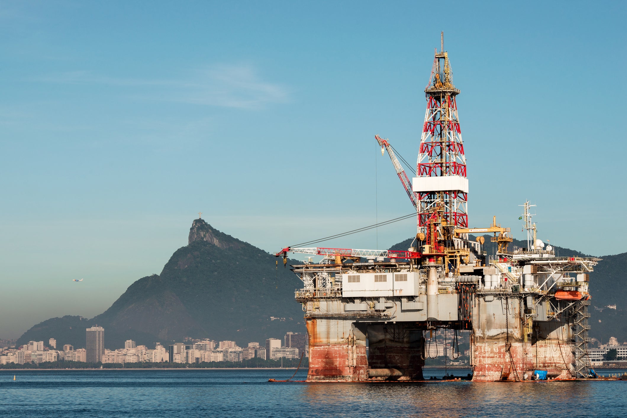 An oil drilling platform in Guanabara Bay in Rio de Janeiro, Brazil