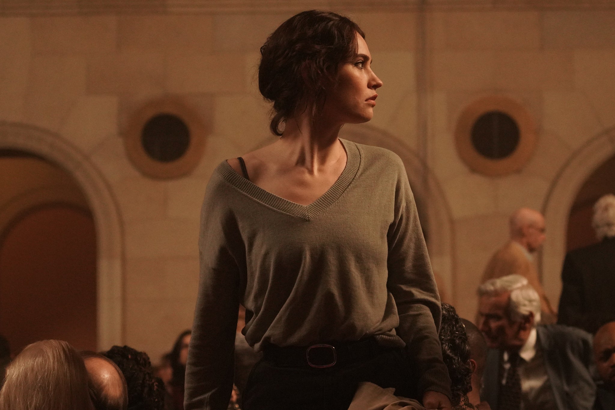 On watch: James studies her surroundings in her new thriller, ‘Relay’