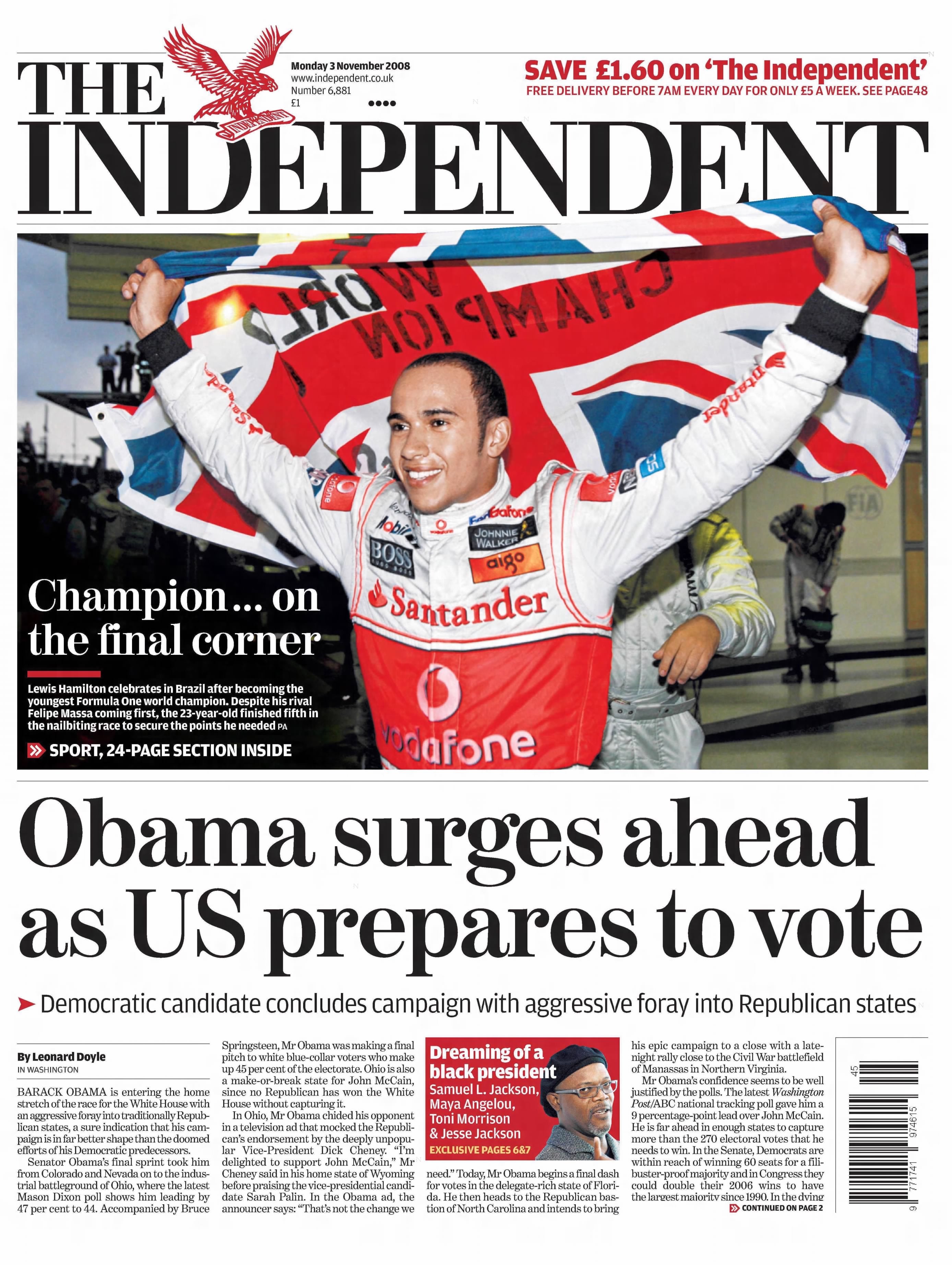 Twenty-three-year old Lewis Hamilton becomes the youngest Formula One world champion