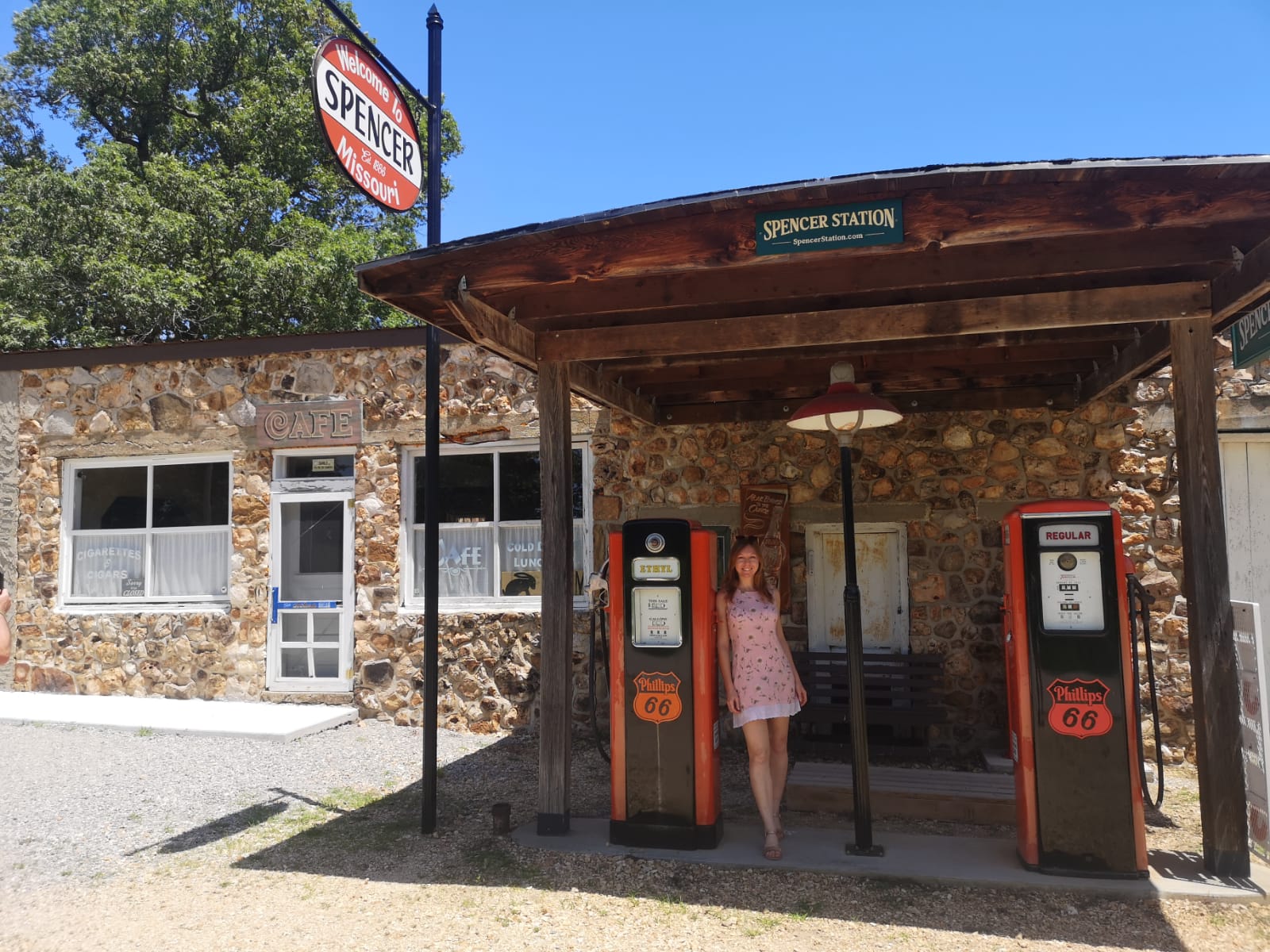 Outside Spencer’s Station you'll find one of the only unpaved original sections of Route 66