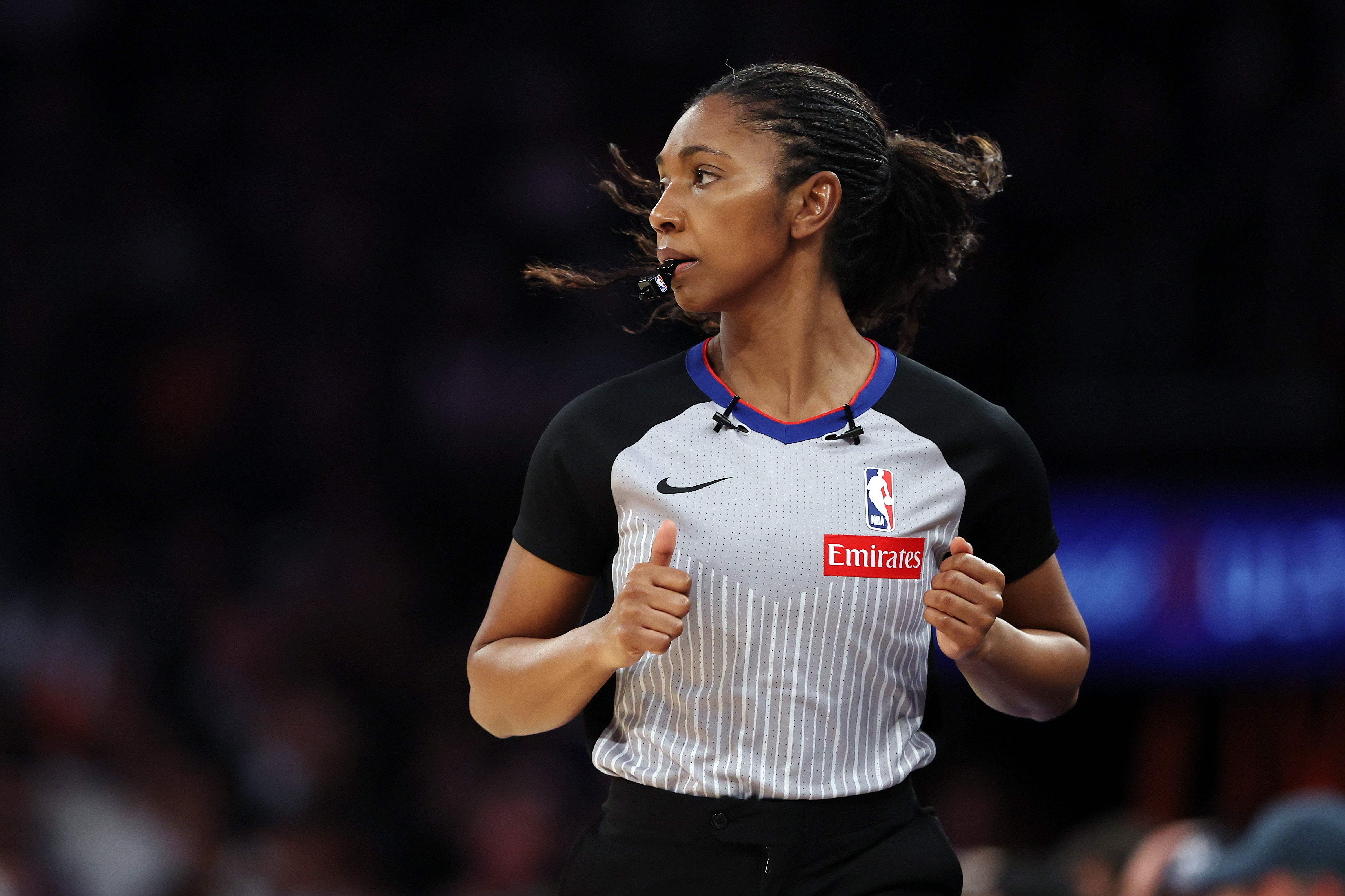 Ref watching a play during NBA game