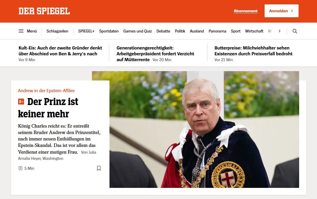 German paper ‘Der Spiegel’ also led with the story, saying ‘King Charles has had enough’