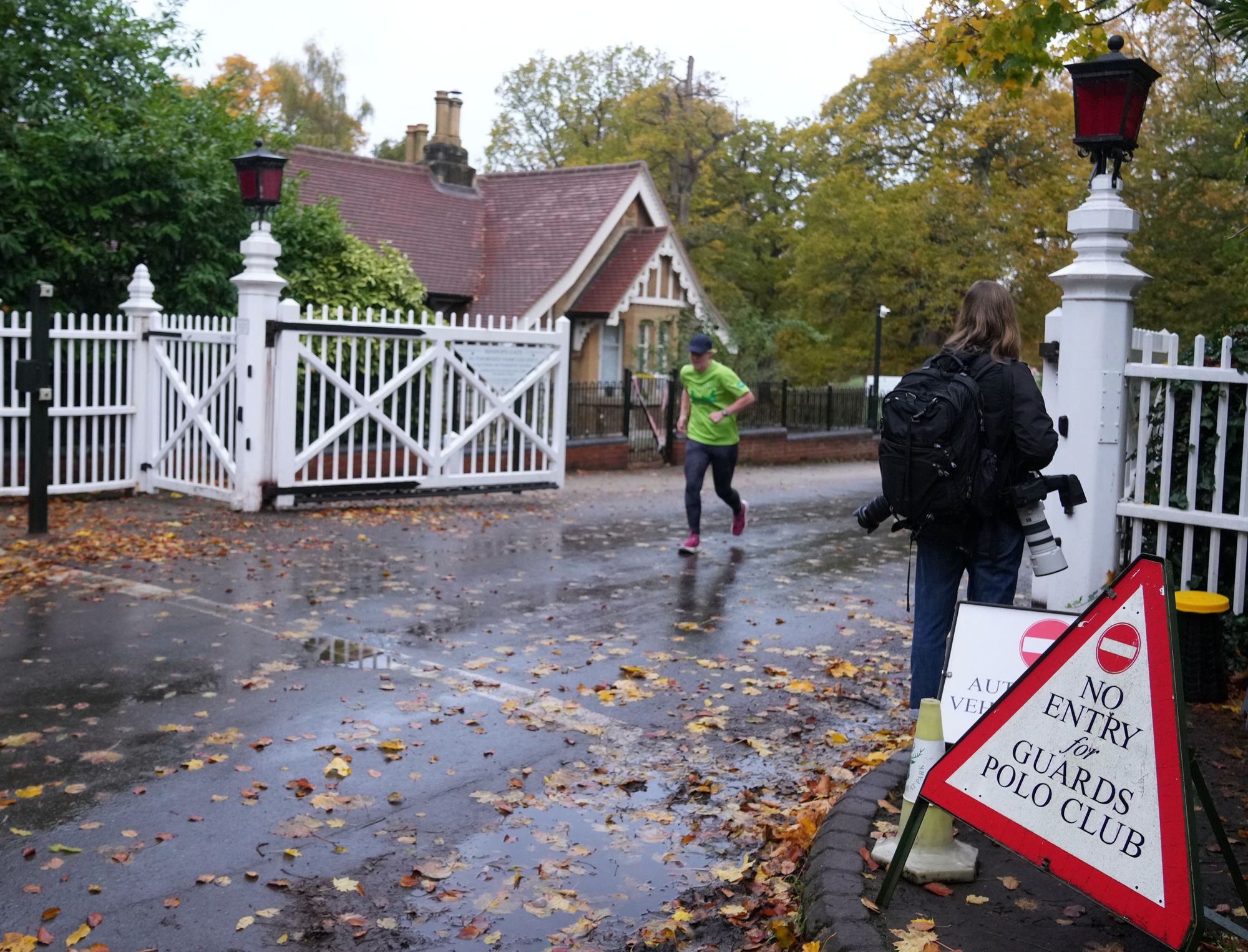 Journalists wait at the Royal Lodge following the announcement that Andrew will be evicted