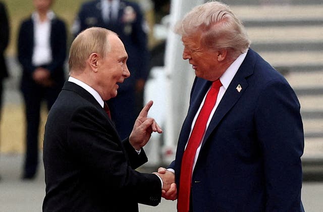 <p>Donald Trump meets with Vladimir Putin in Alaska in August</p>