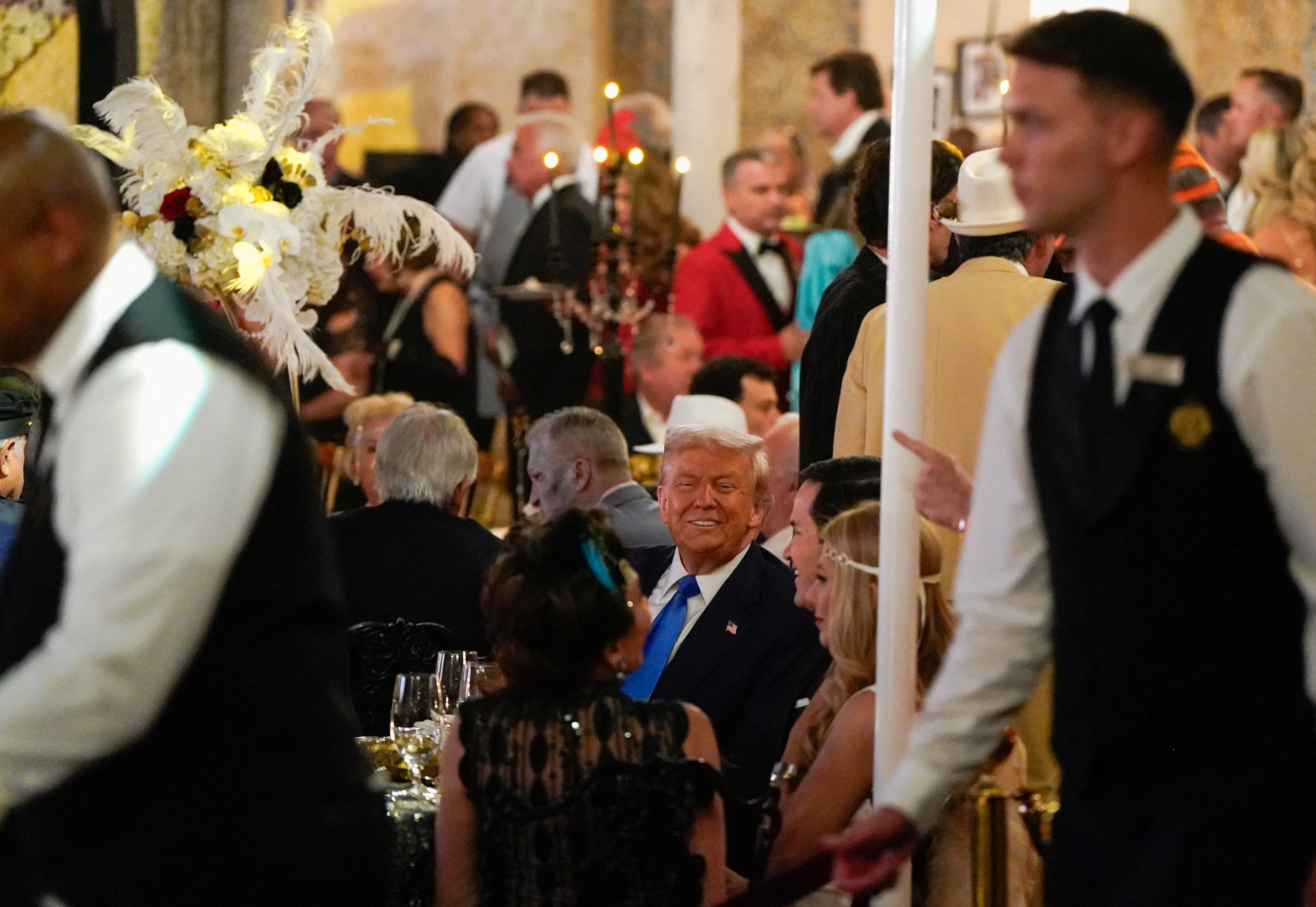 Trump at a Great Gatsby-themed Halloween party at Mar-a-Lago last weekend. He attended a second lavish event at his Florida club on Friday night