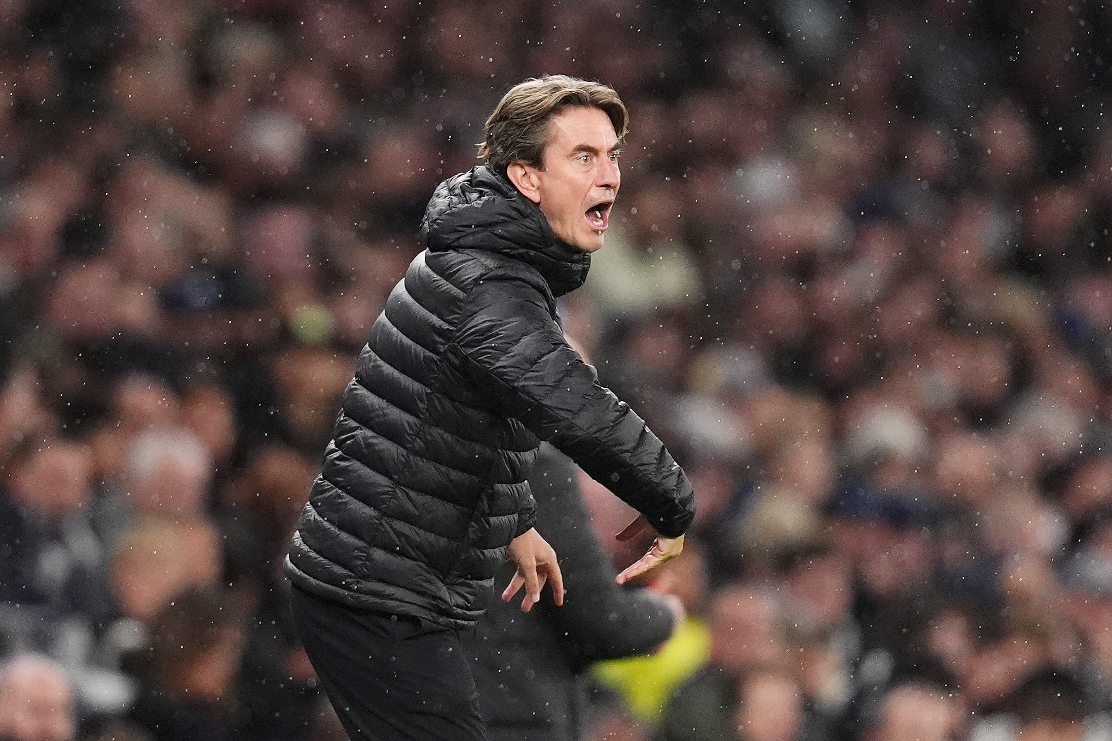 Thomas Frank urges on his team from the sideline