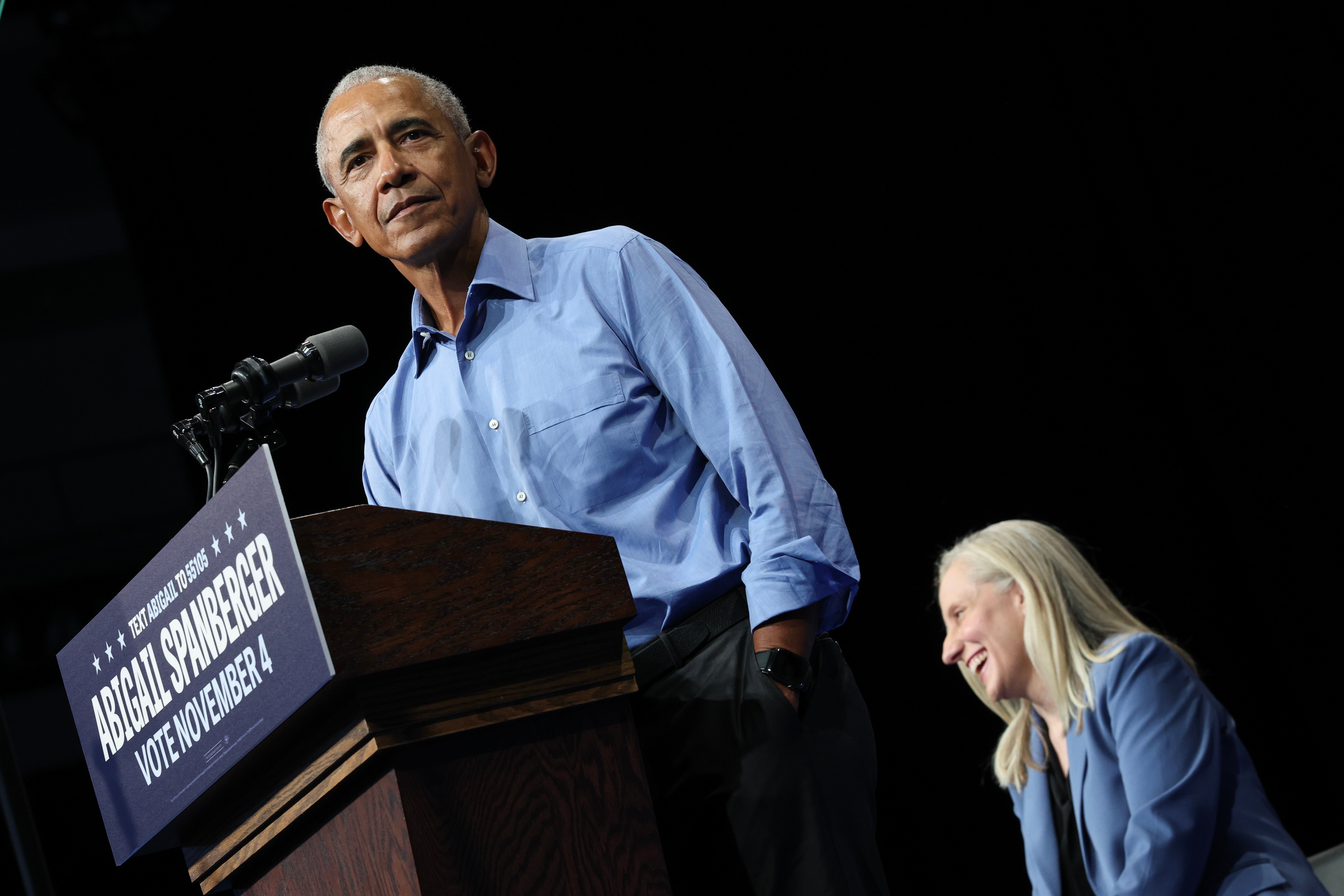 Former President Barack Obama laid into Trump during a speech at a campaign event for Virginia Democratic gubernatorial candidate Abigail Spanberger