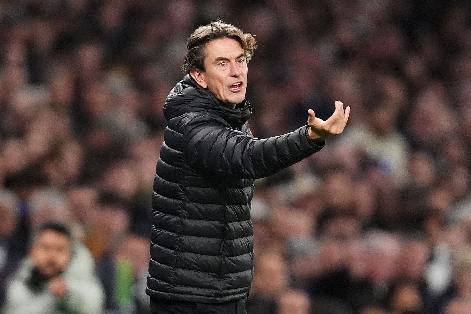 Tottenham manager Thomas Frank on the sideline