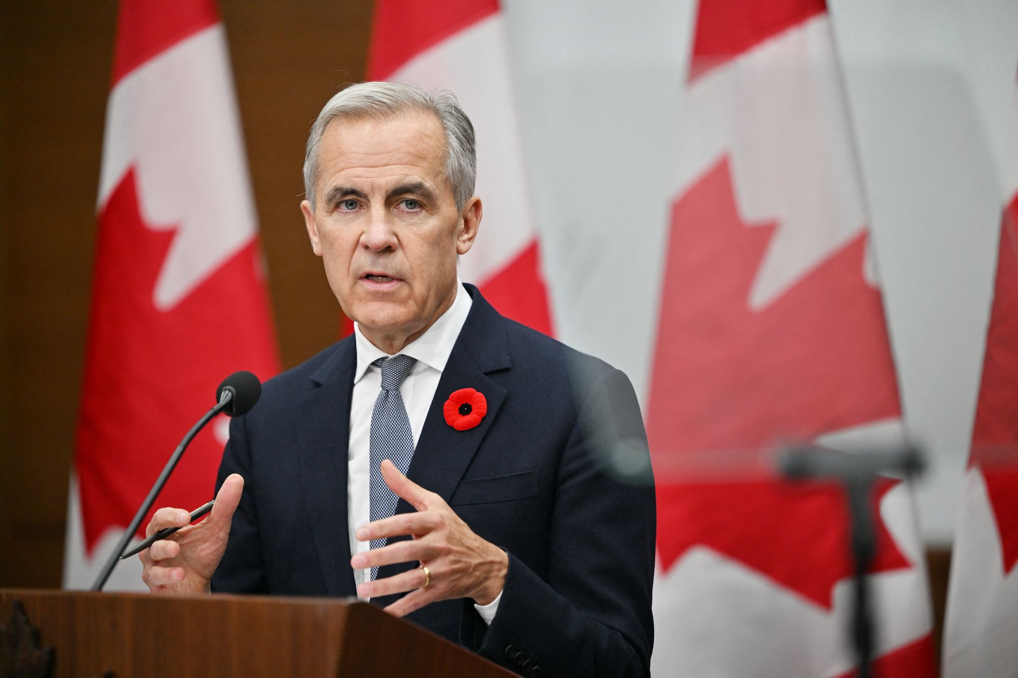 Canada's Prime Minister Mark Carney speaks during a press conference