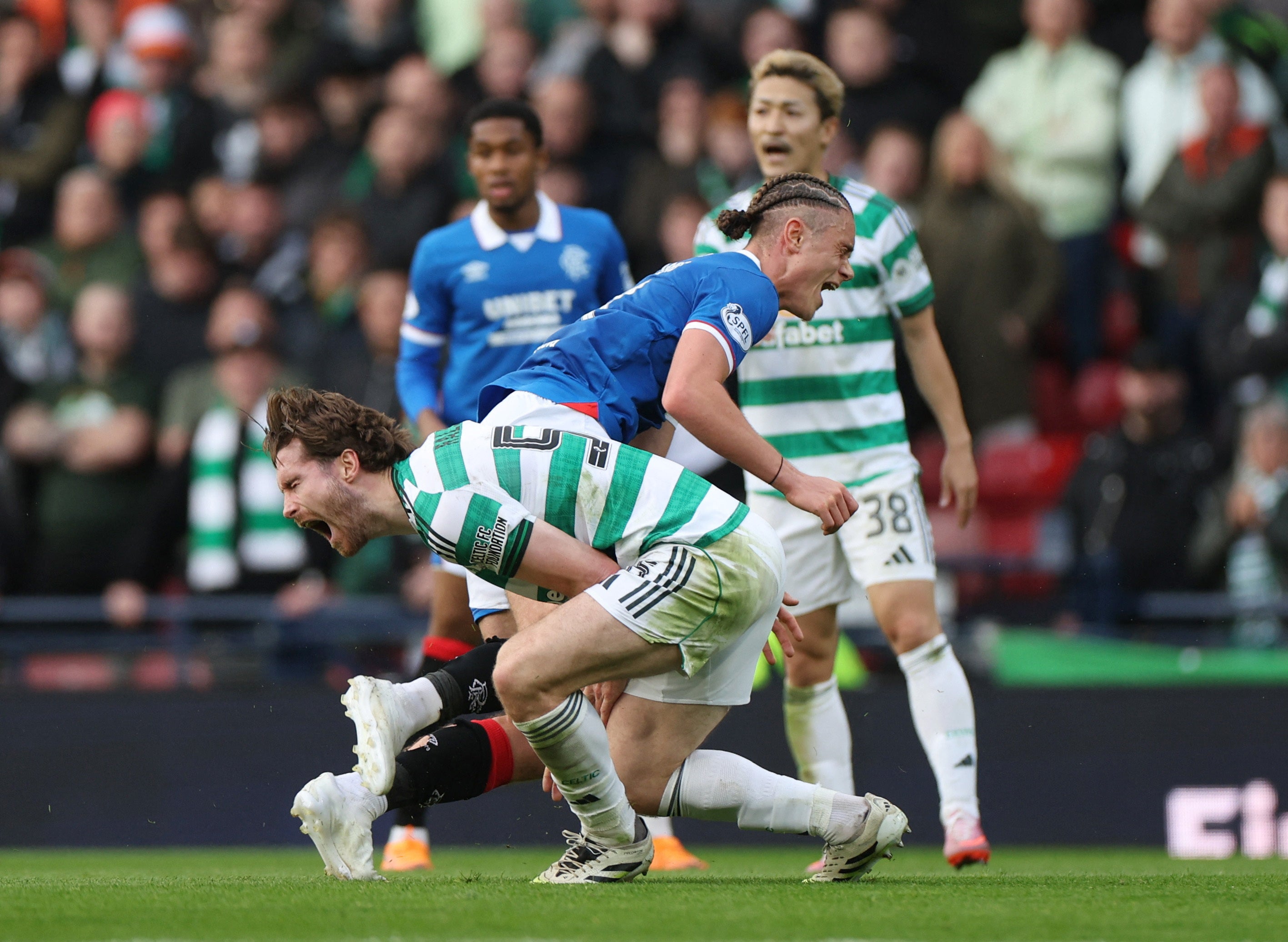 Aasgaard was sent off for his reckless tackle on Ralston but Rangers regathered
