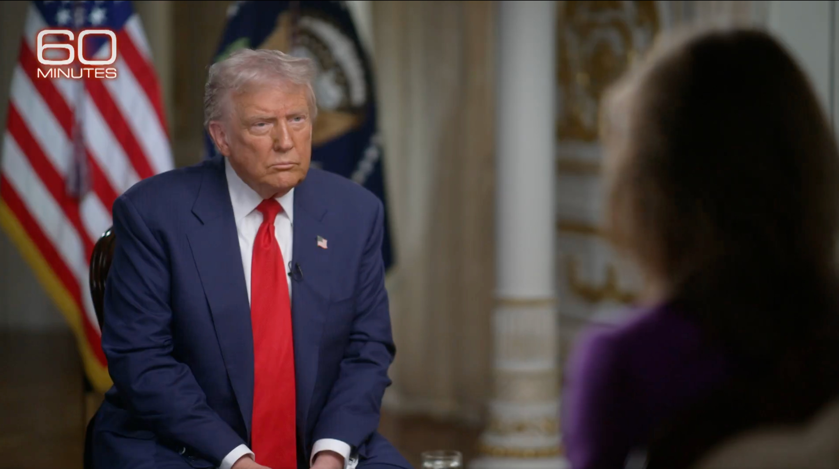 Donald Trump being interviewed by Norah O'Donnell for 60 Minutes