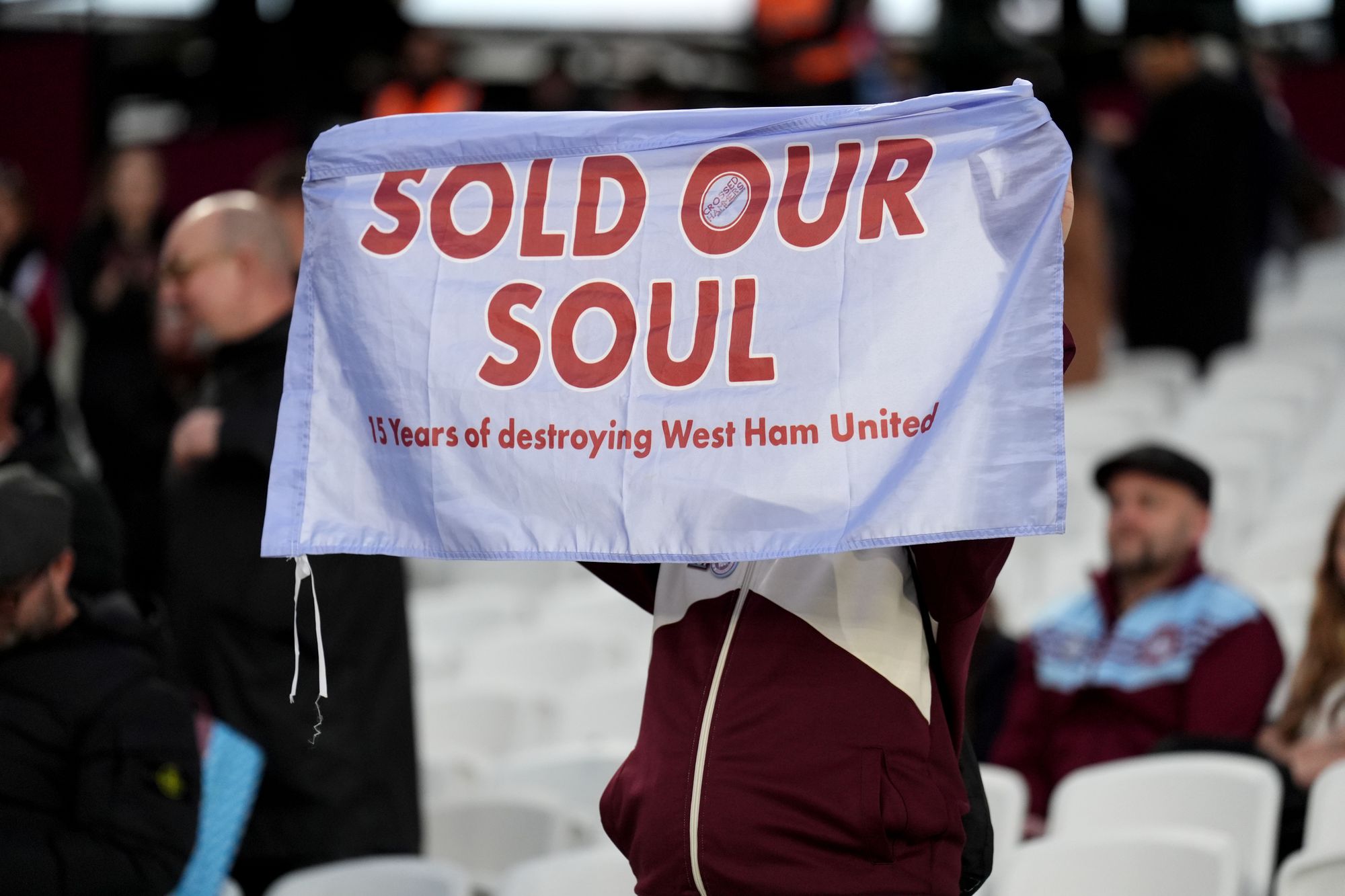 West Ham fans continued to go through with a sit-in protest at full-time