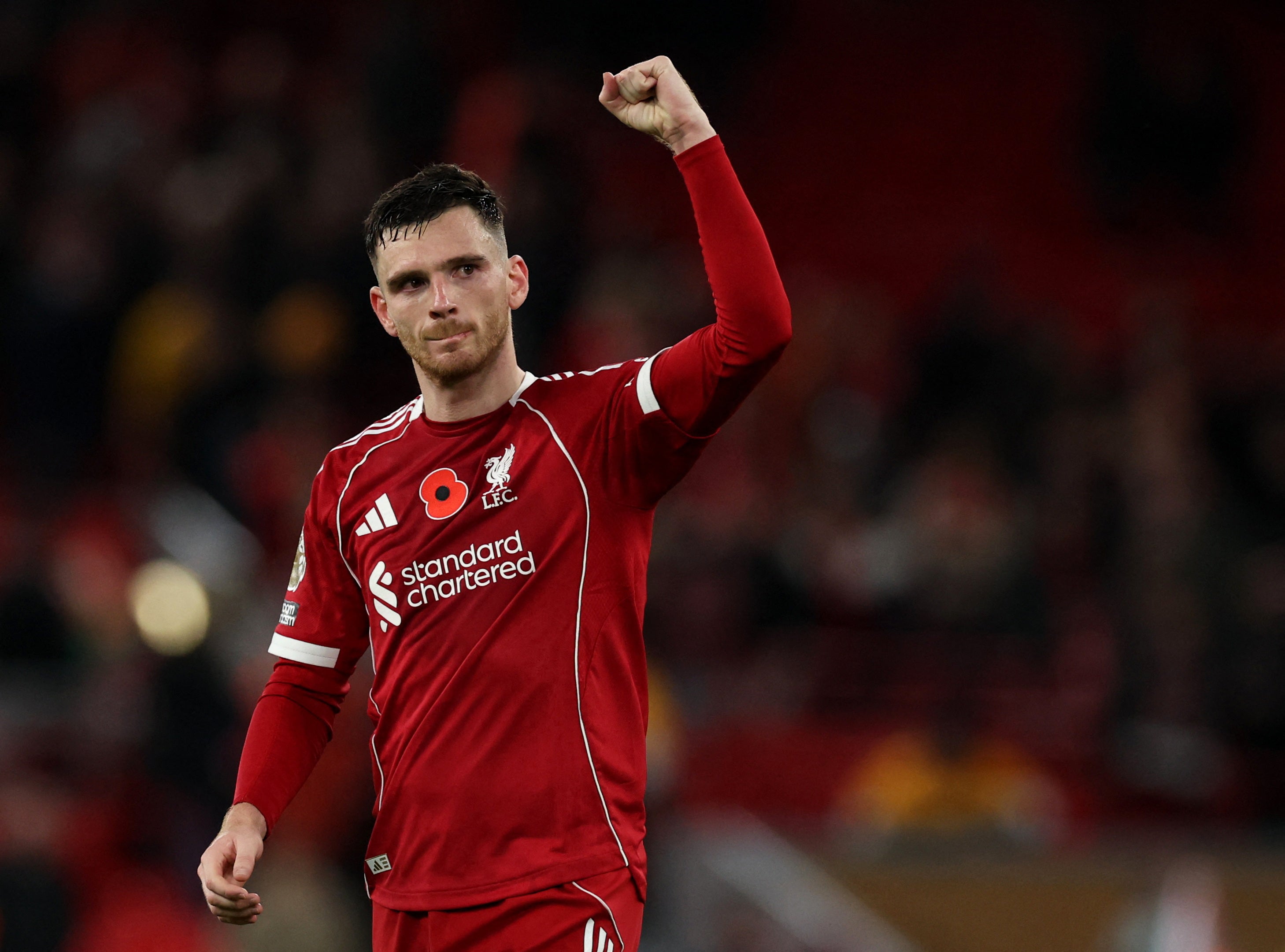 <p>Andy Robertson has been proving his worth with his position under threat</p>