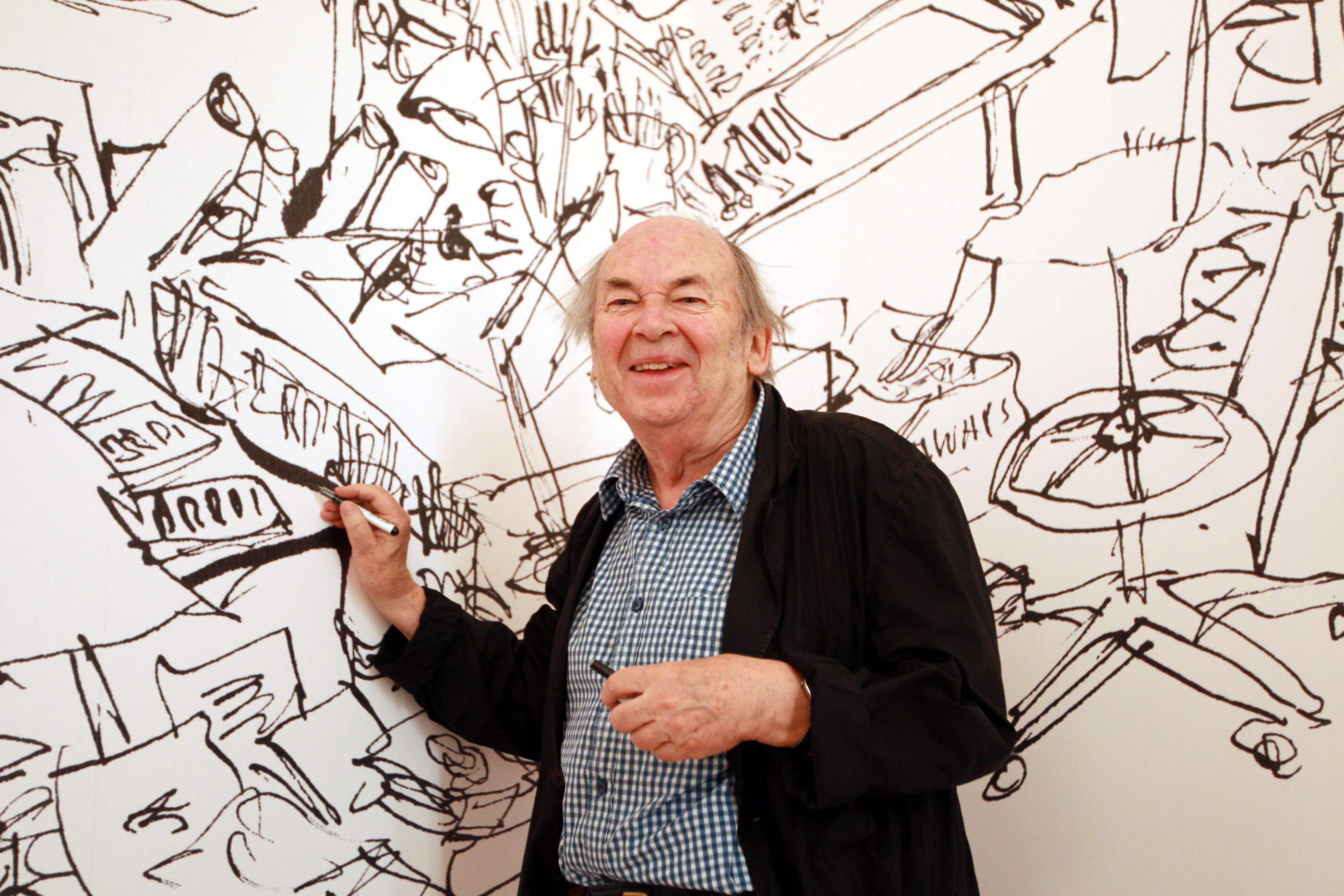 <p>Sir Quentin Blake with some of his illustrations (Sean Dempsey/PA)</p>