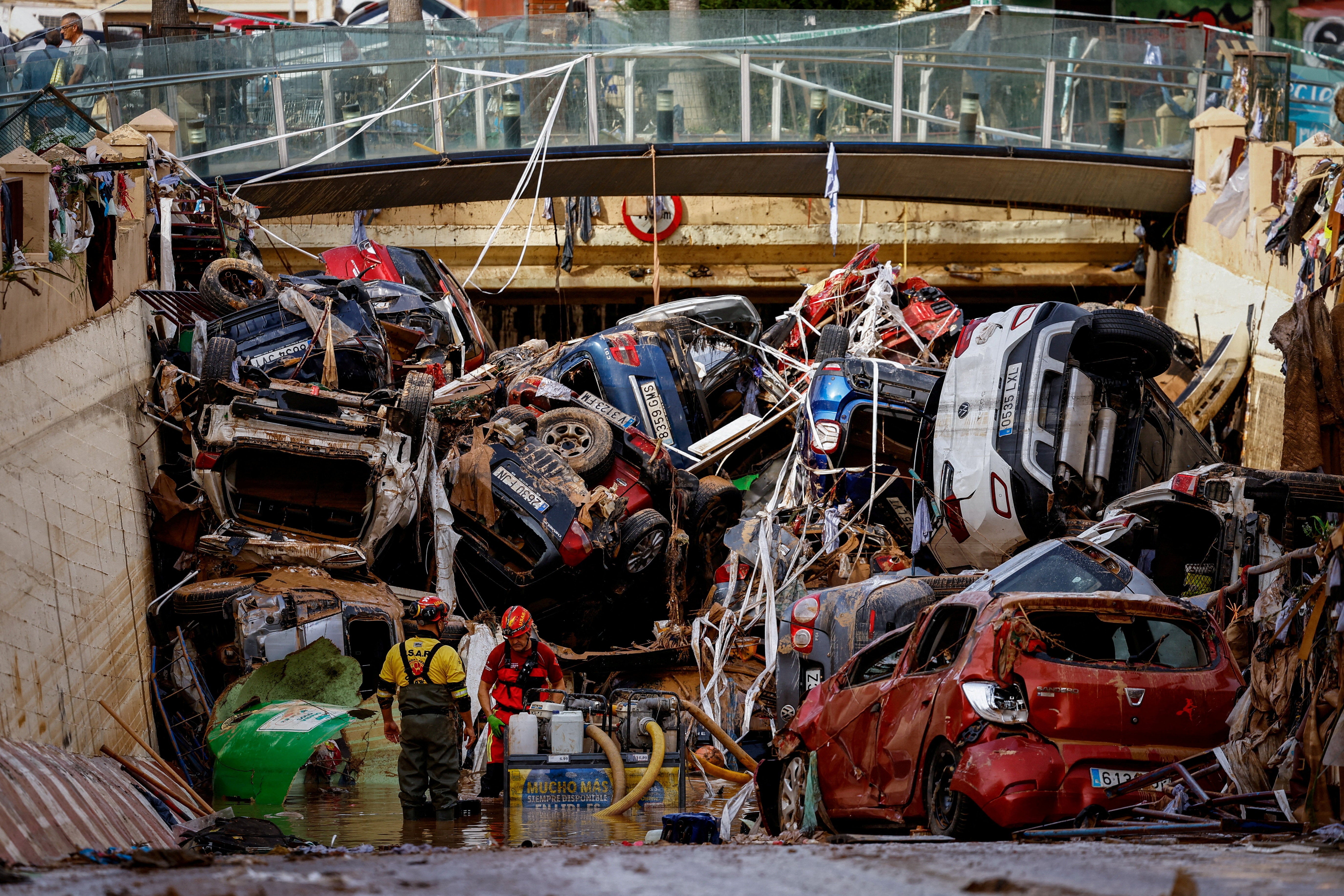 A blocked tunnel in Alfafar, Valencia, in the aftermath of the deadly floods