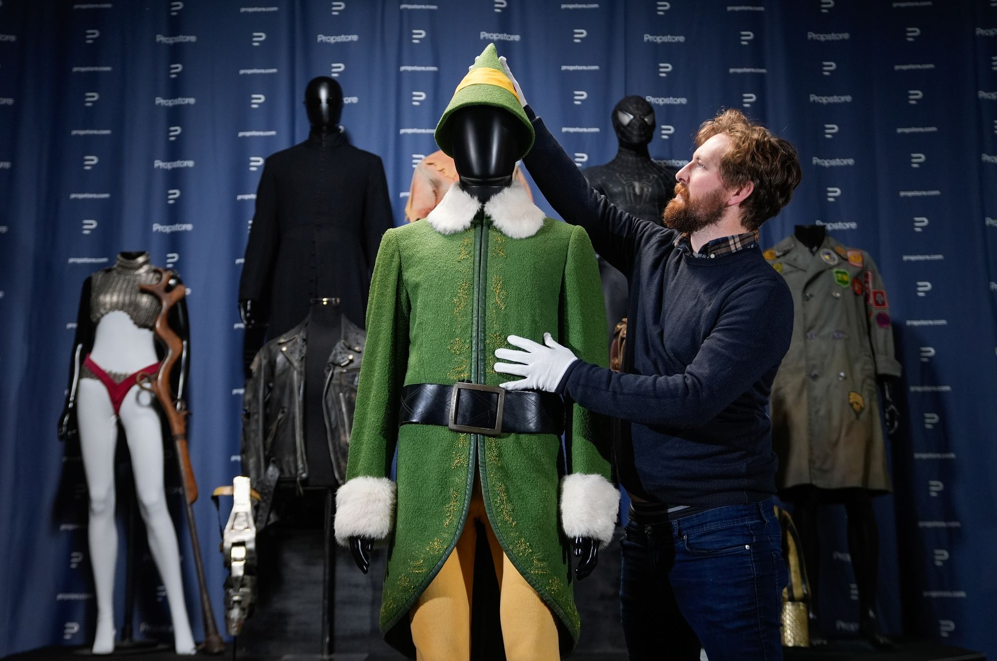 Will Ferrell's costume from the 2003 film 'Elf' at the Propstore in Rickmansworth
