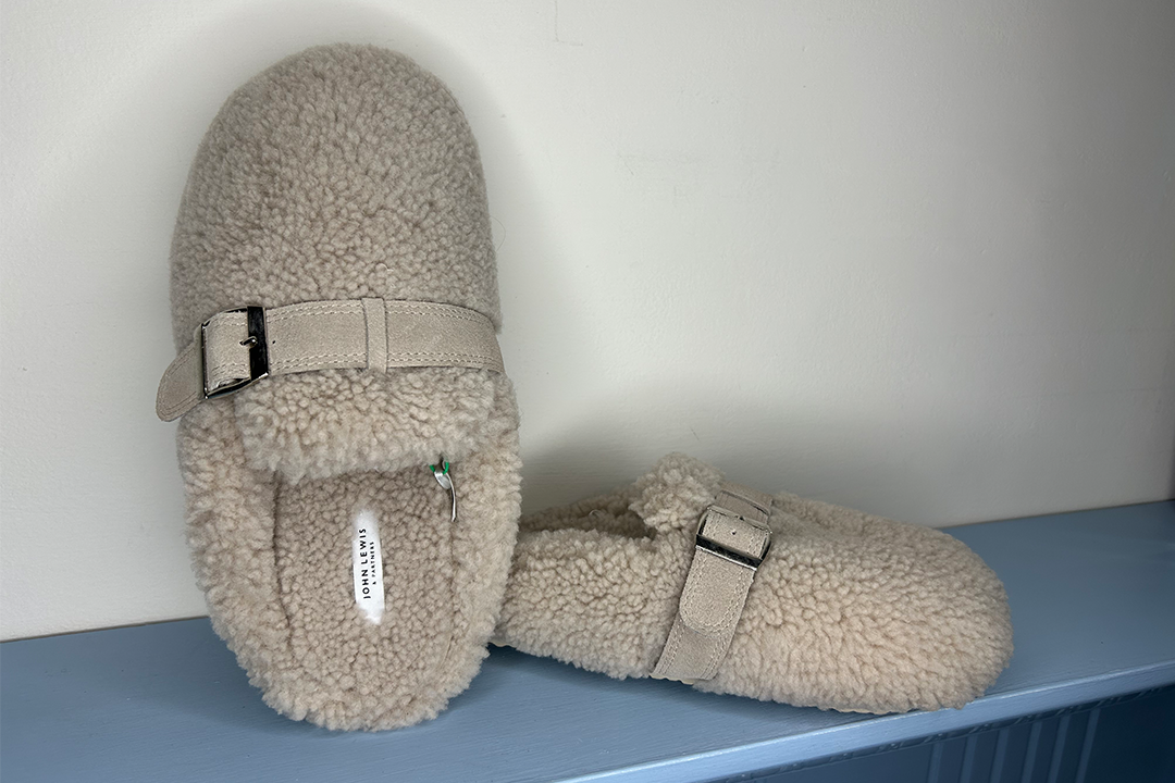 Best slippers IndyBest review John Lewis curly shearling borg buckle strap clogs