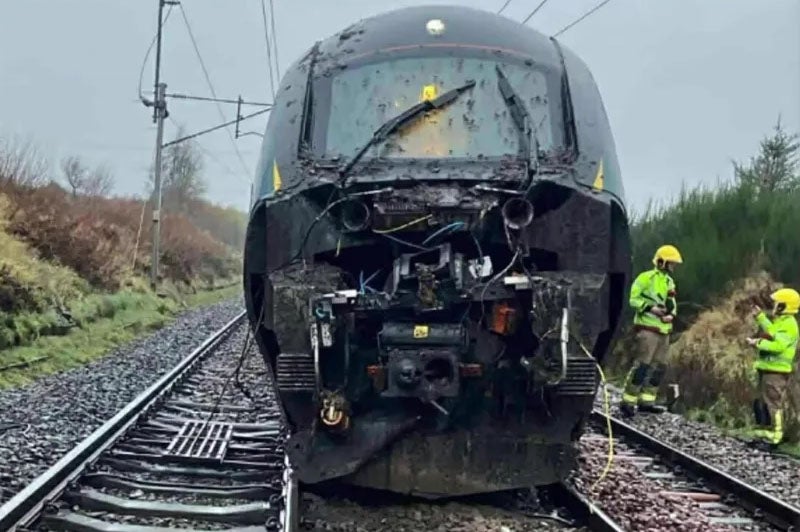 Four passengers suffered injuries after a train derailed in Cumbria on Monday