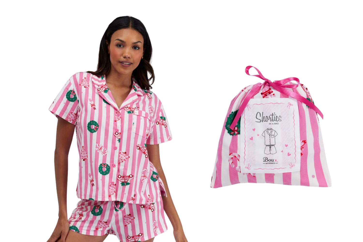 best gifts for teenagers IndyBest review Boux Avenue striped Christmas pyjama shorties in a bag