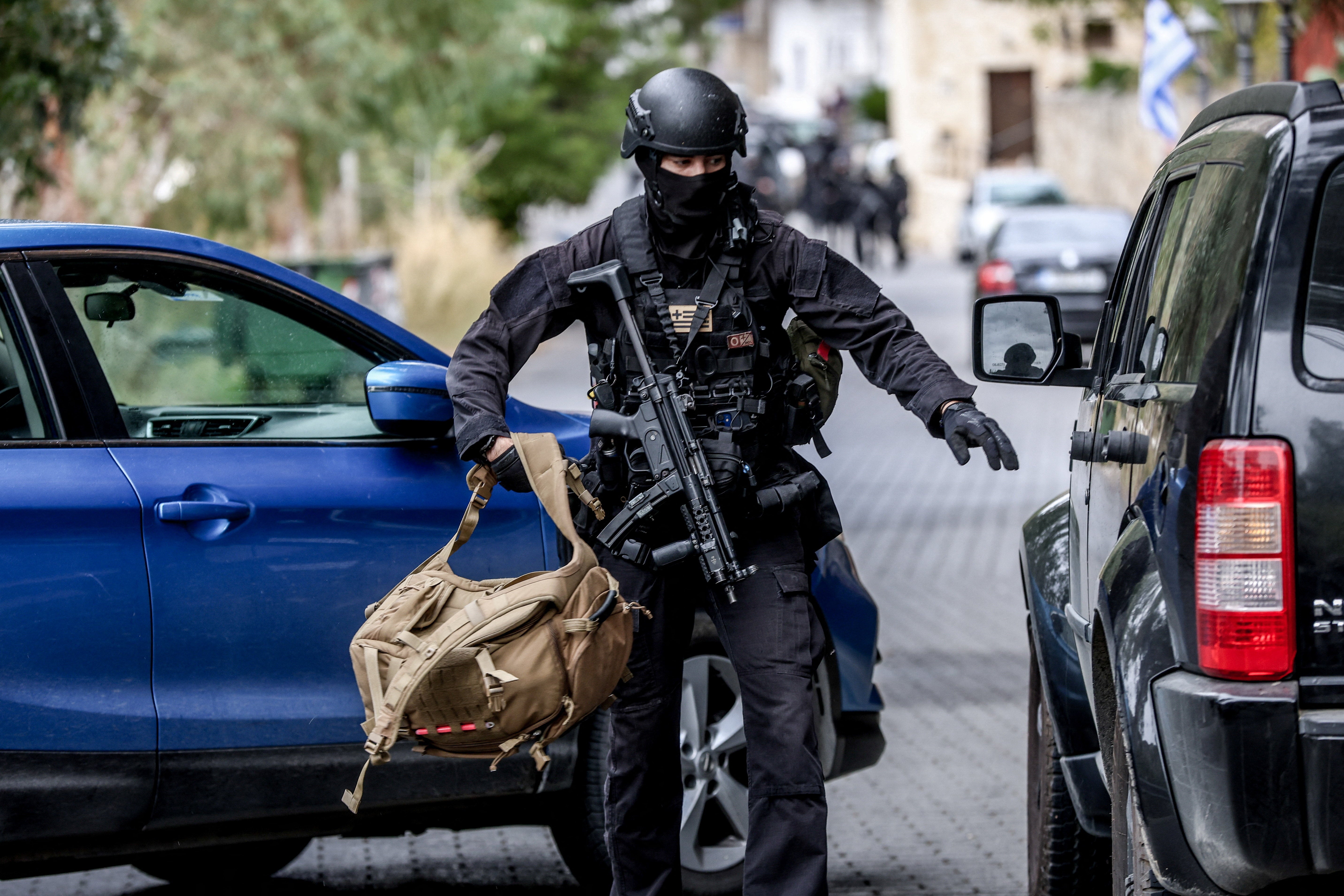 Armed police following the incident on the Greek island of Crete