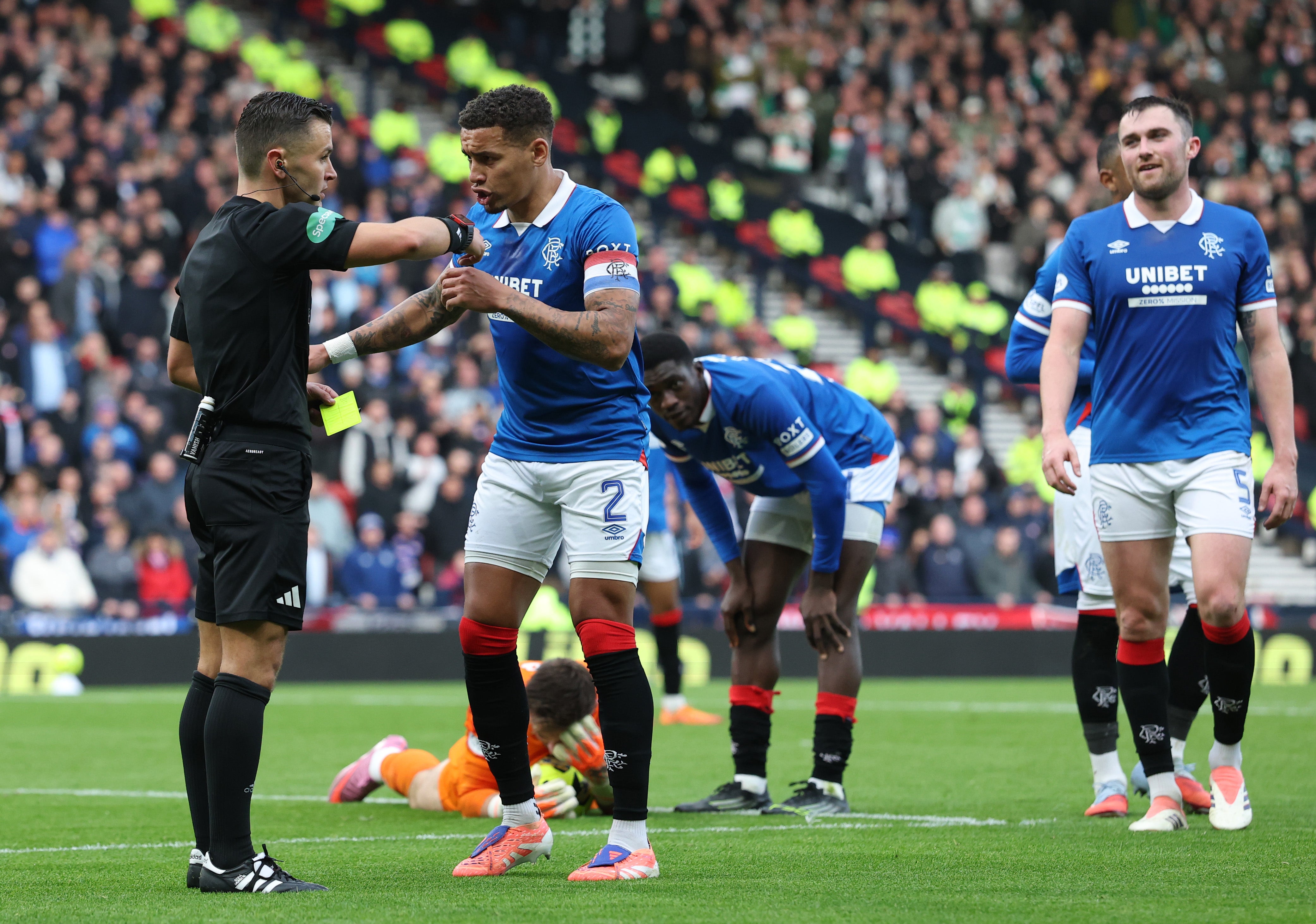 Rangers were frustrated that Celtic's Auston Trusty was not sent off after kicking goalkeeper Jack Butland