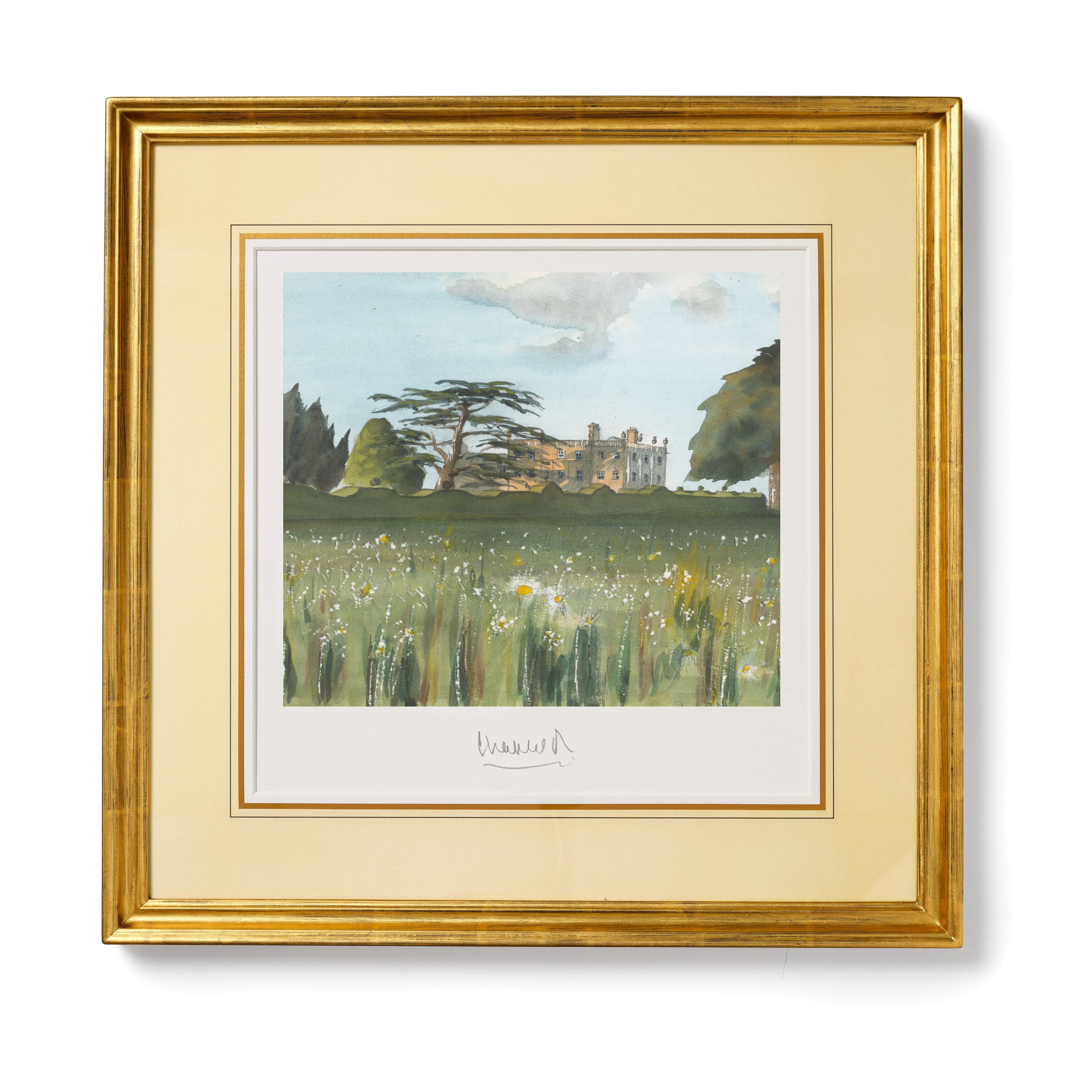 The framed print showing the King’s Highgrove House