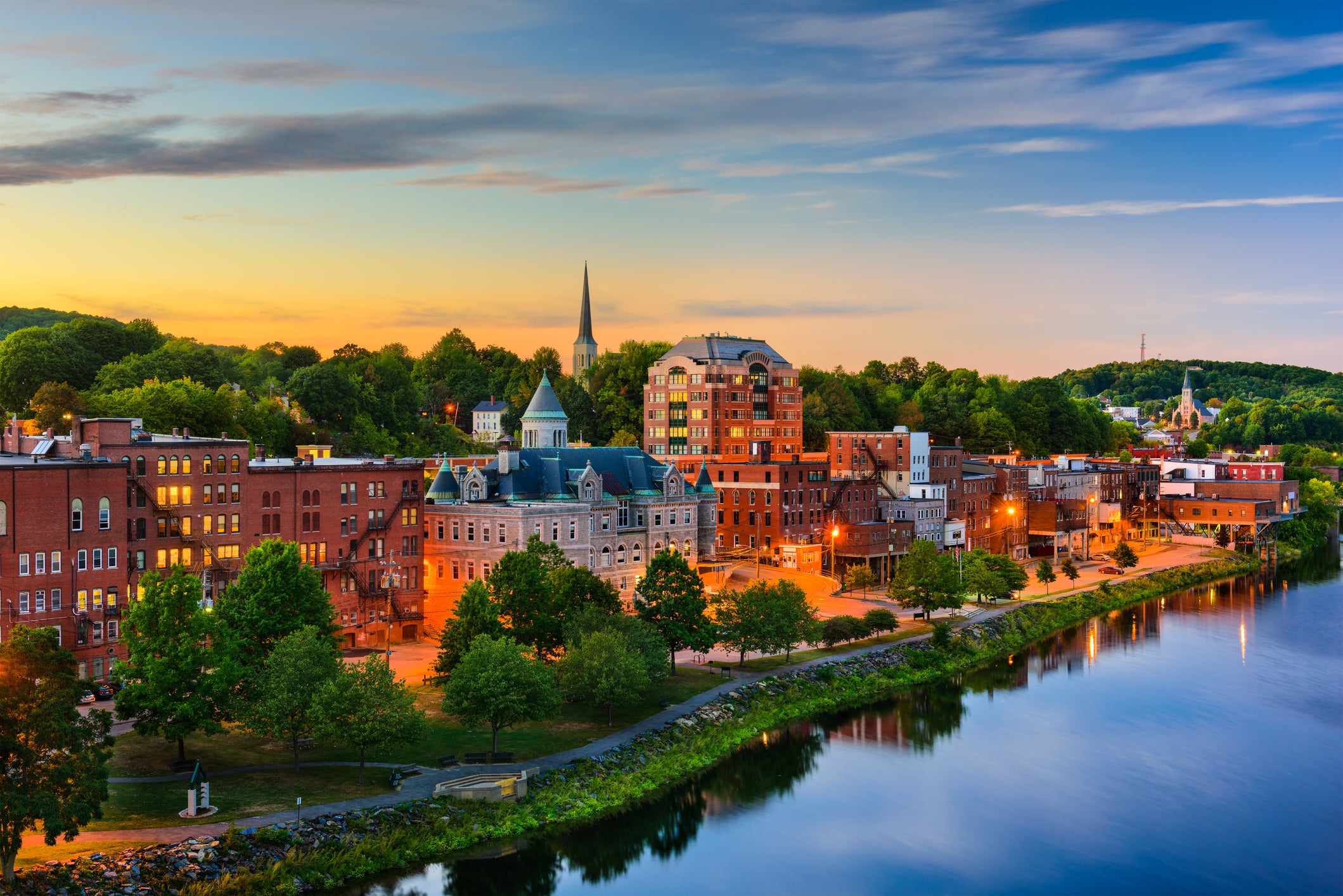 Lonely Planet says that 2026 hotspot Maine feels like a 'renewed state'. Pictured is the town of Augusta on the Kennebec River