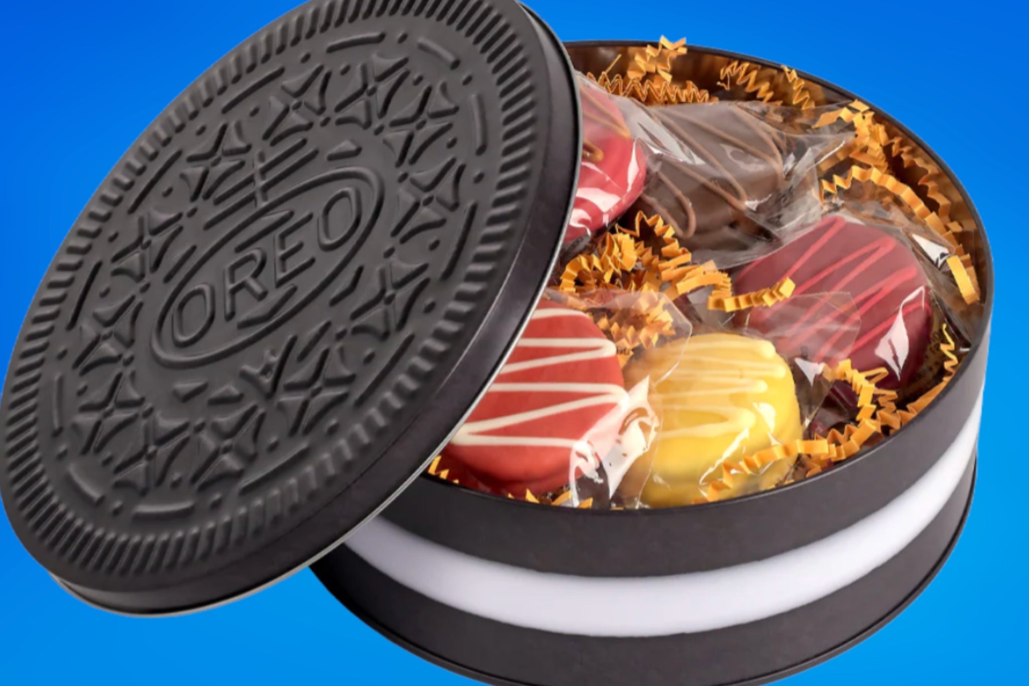 Oreo’s Thanksgiving tin includes fudge covered cookies in six flavors