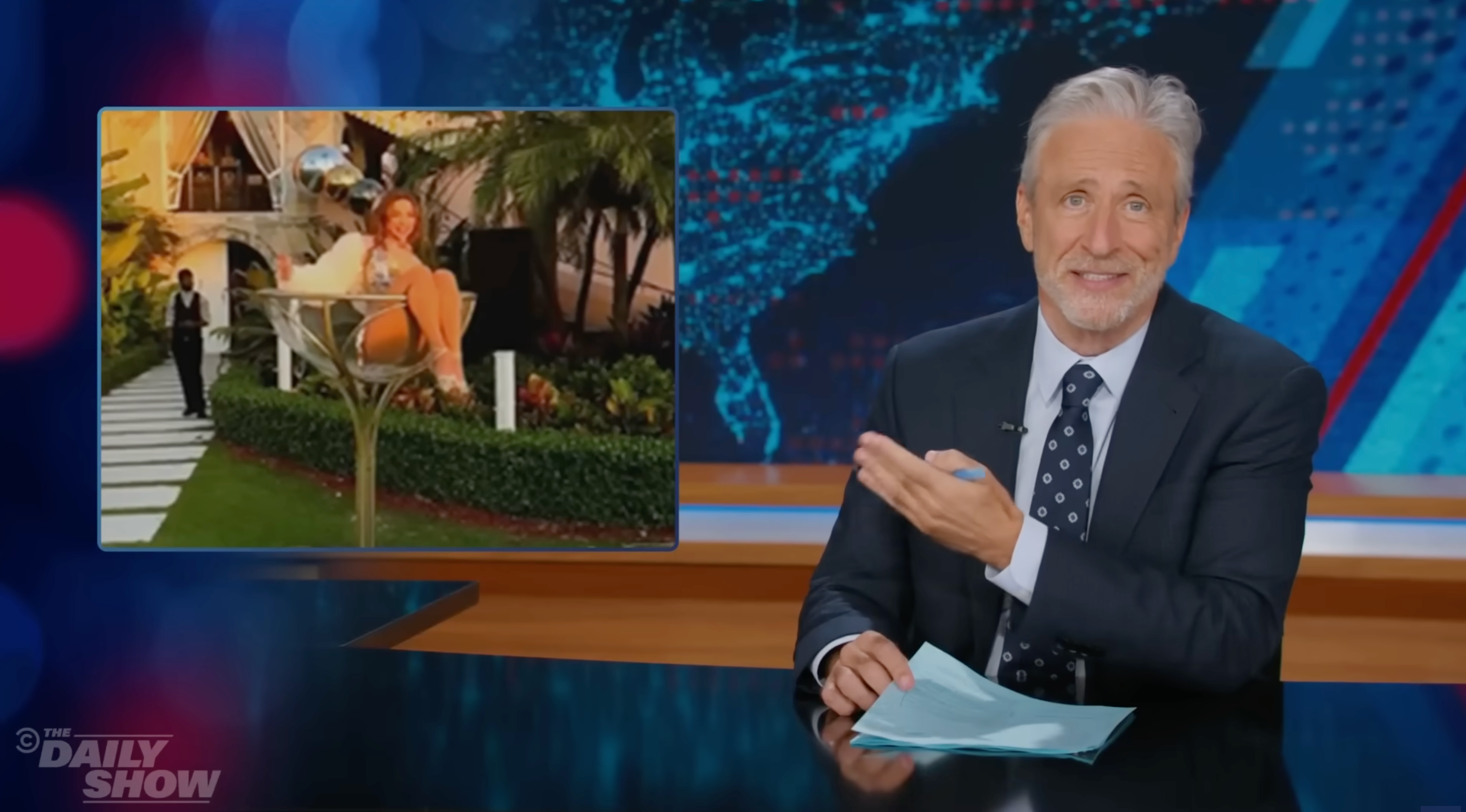 Jon Stewart expresses disbelief at President Donald Trump's lavish Great Gatsby-themed Halloween party on The Daily Show on Monday November 3 2025
