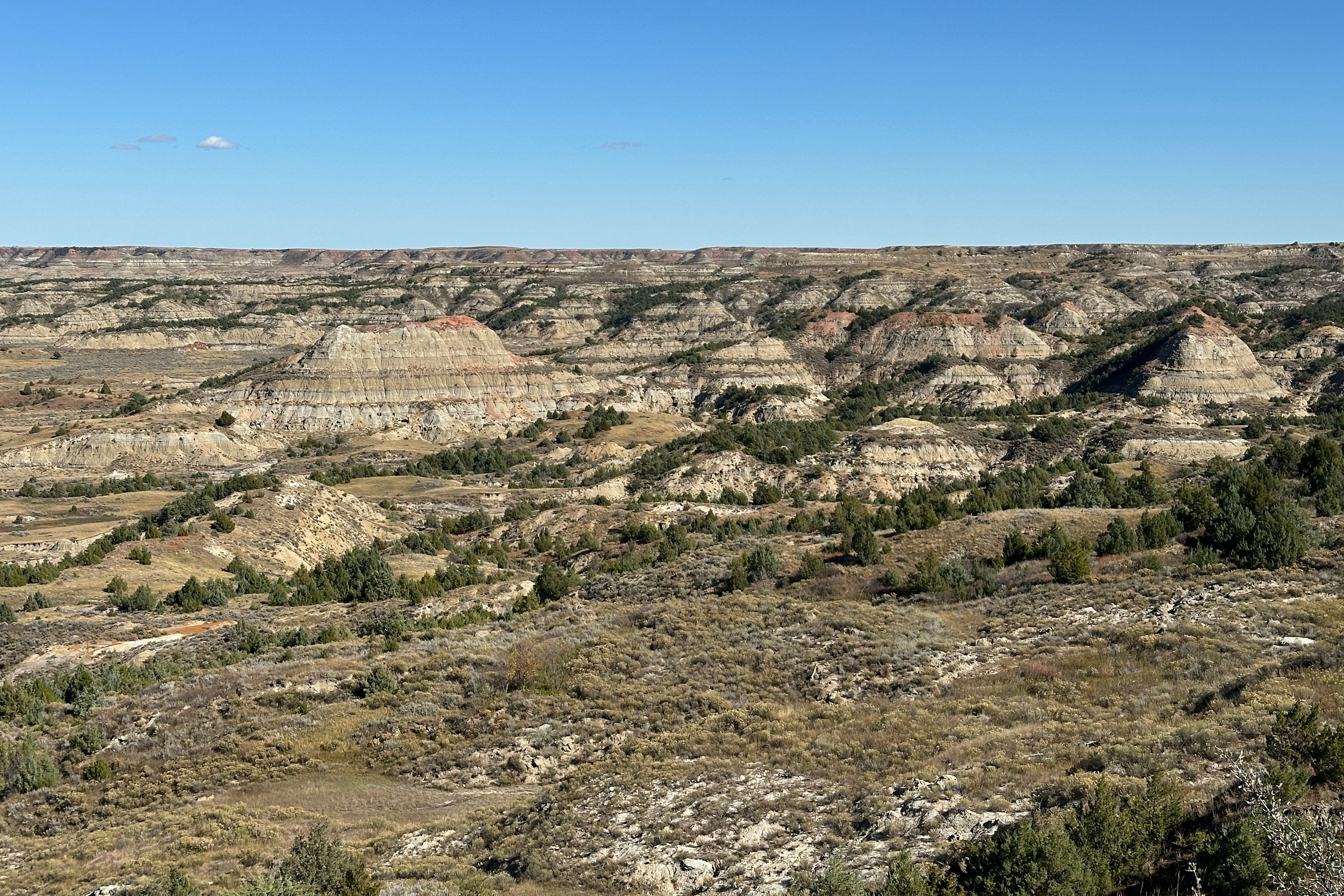 The Painted Canyon is seen Tuesday, Oct. 7, 2025, in Theodore Roosevelt National Park near Medora