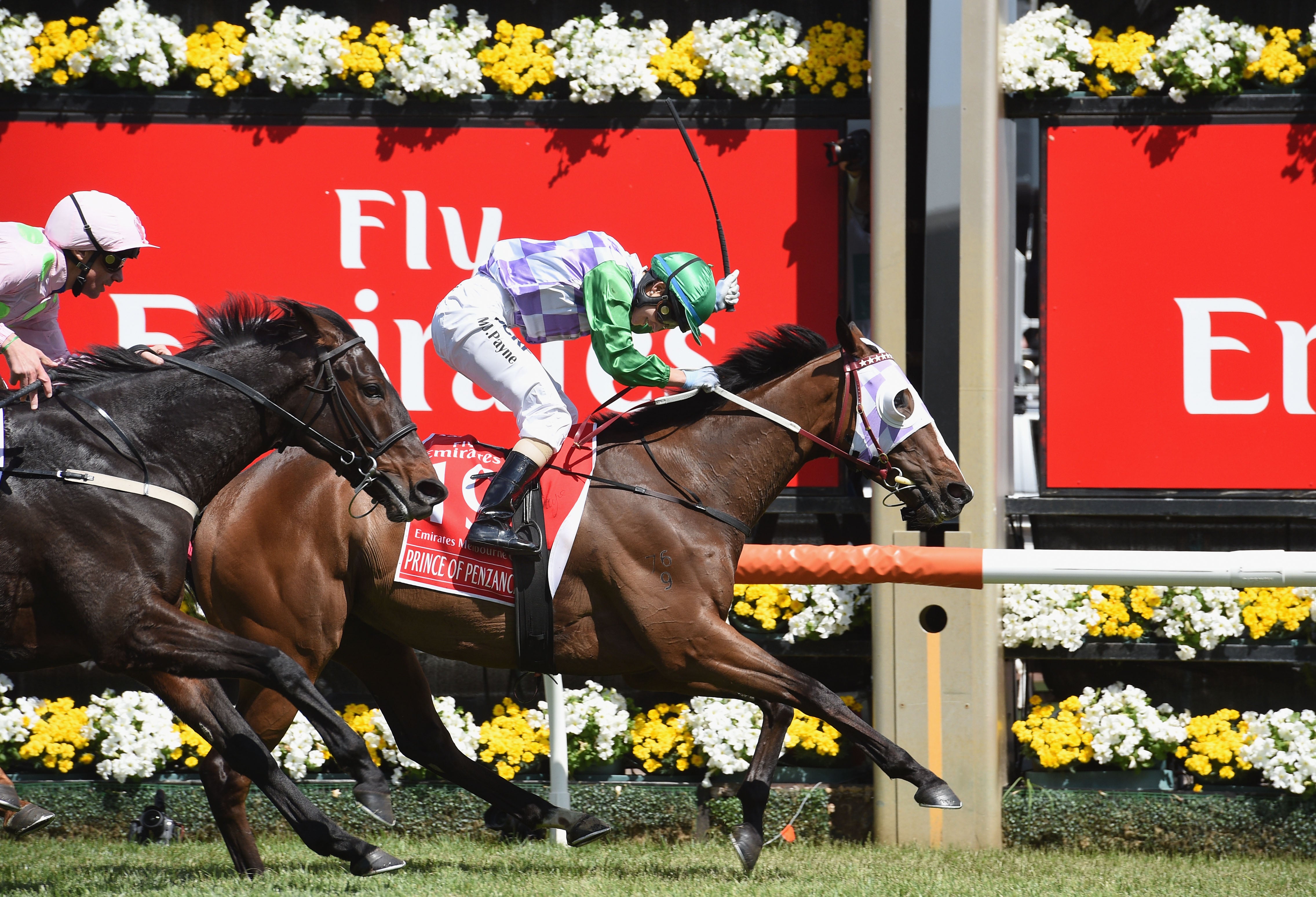 Michelle Payne riding Prince of Penzance on Melbourne Cup Day in 2015