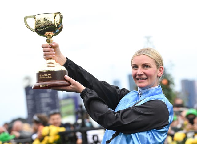 <p>Jamie Melham became the second woman to win the Melbourne Cup</p>
