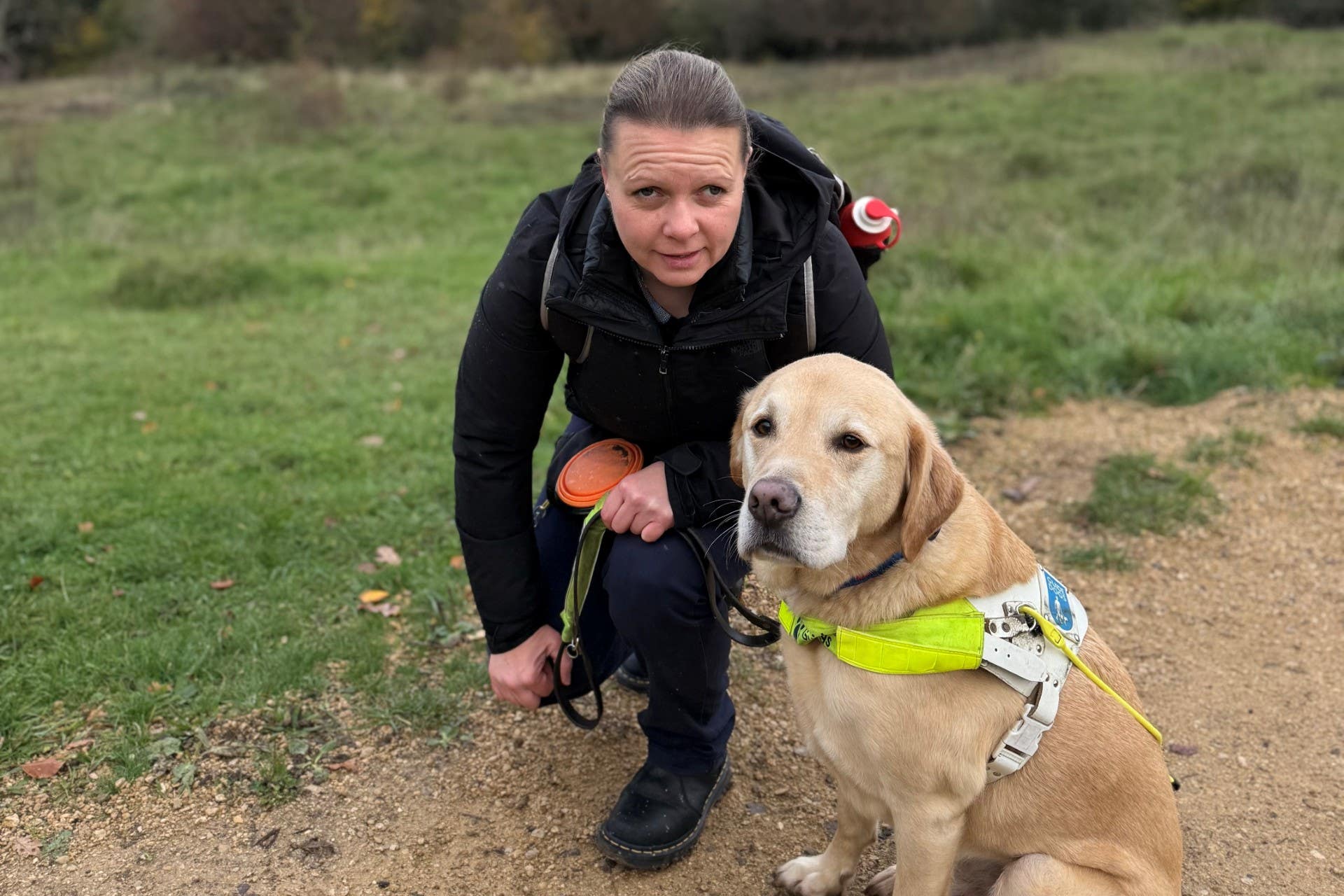 Kelly Ganfield and Archie will lay a wreath at the Cenotaph on Remembrance Sunday (Blind Veterans UK/PA)