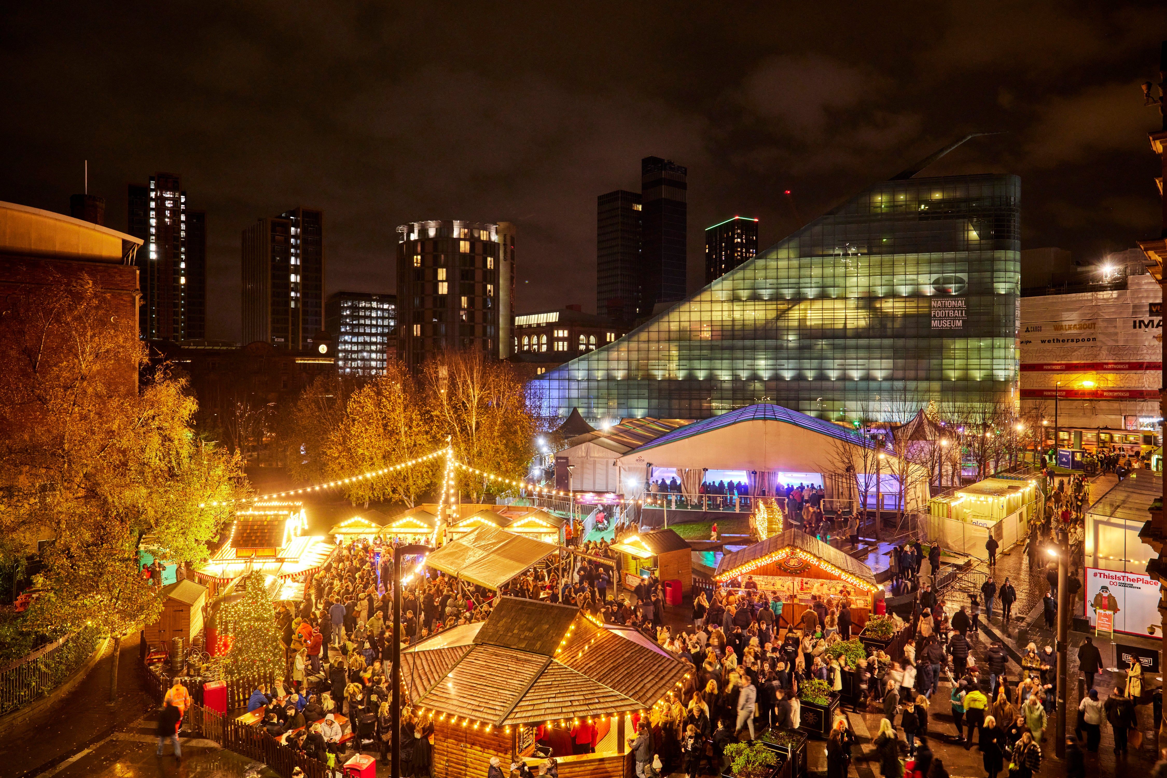 200 wooden chalets are spread across nine locations at Manchester’s Christmas Market