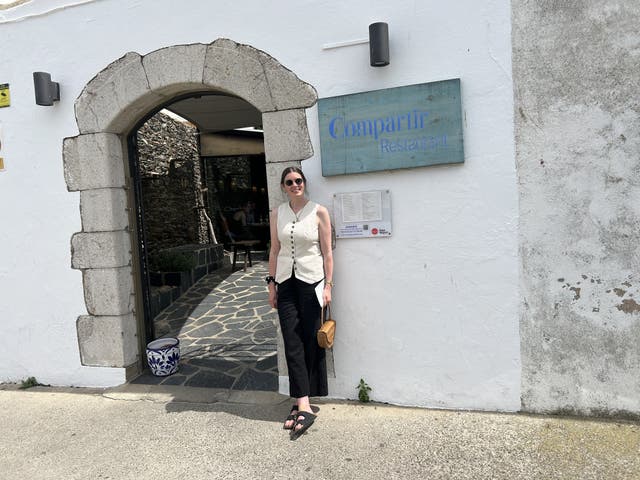<p>Emma at Compartir restaurant in Cadaqués</p>