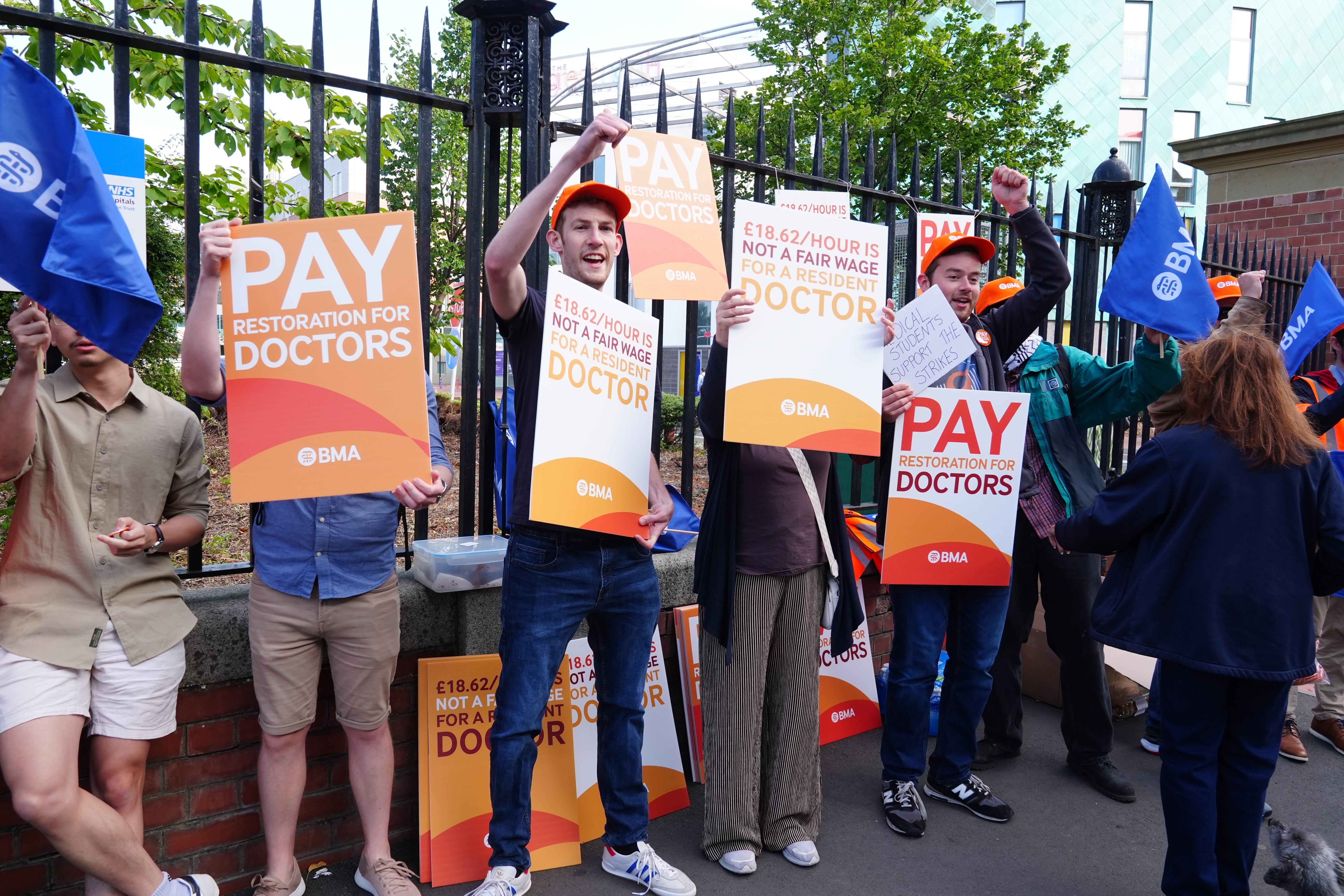 Resident doctors protest outside Royal Victoria Infirmary in Newcastle