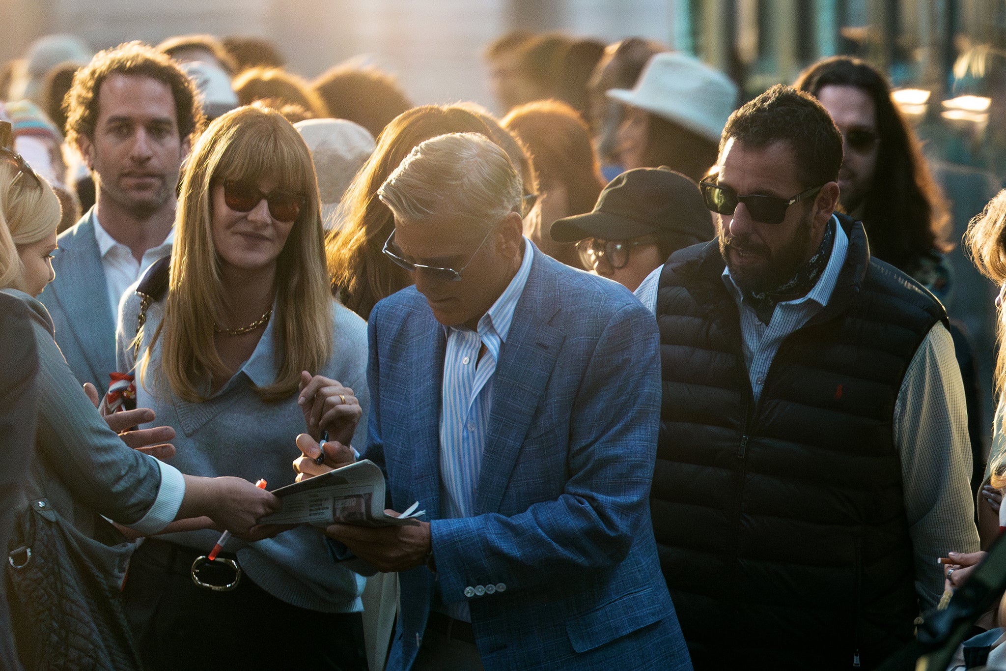 Stranger than fiction: Laura Dern, George Clooney and Adam Sandler in Noah Baumbach’s ‘Jay Kelly’