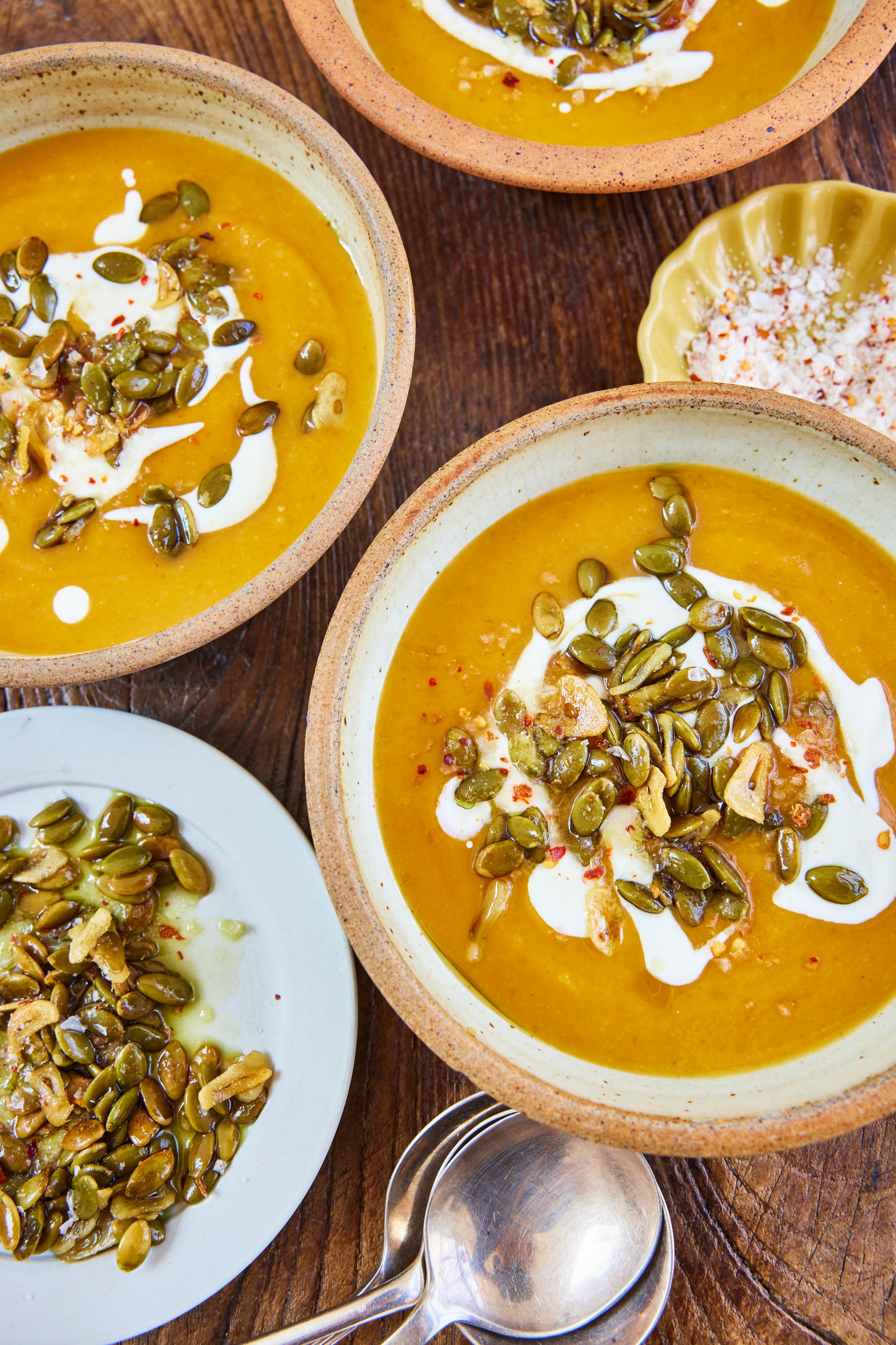 A bowlful of warmth with just the right kick – creamy pumpkin, ginger and chilli make for the perfect cold-weather cure