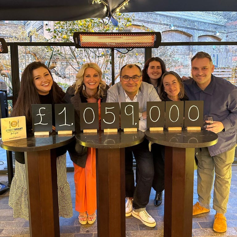 Coke, Glenn Pougnet and Jenny Blouet (middle three) helped to raise over £1m for the charity in 2024 for the second year in a row