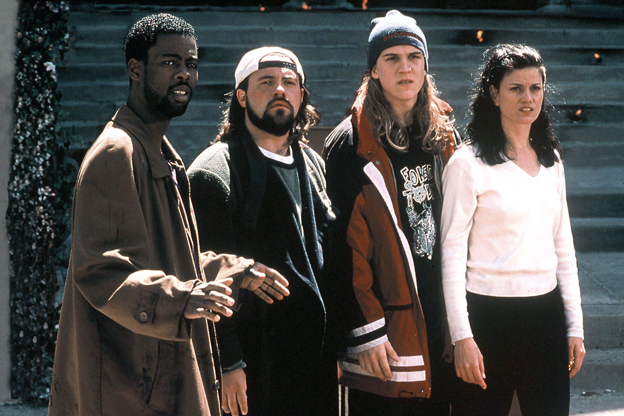 Chris Rock, Smith, Jason Mewes and Linda Fiorentino in ‘Dogma’