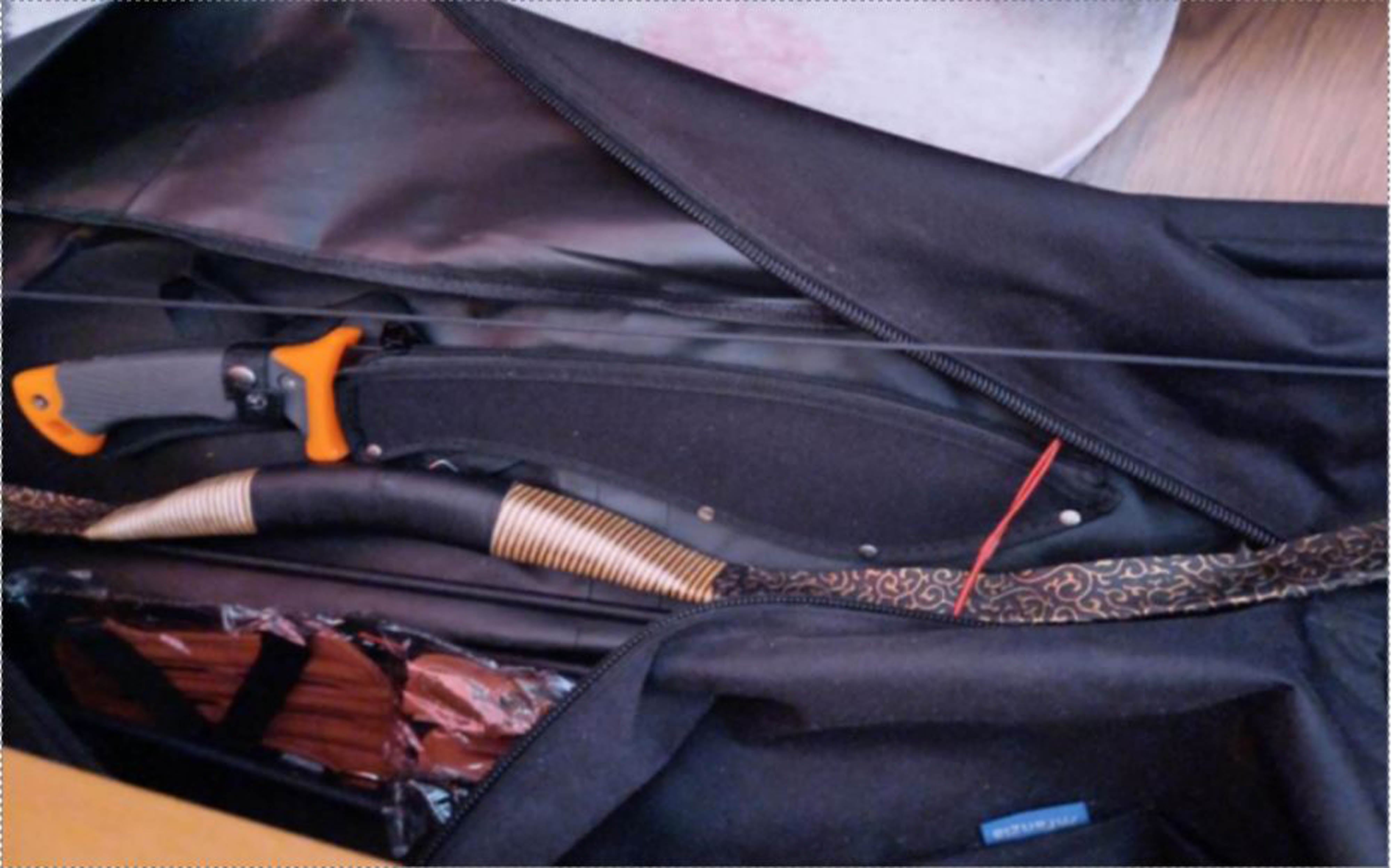 Weapons in a bag seized at the home of Axel Rudakubana