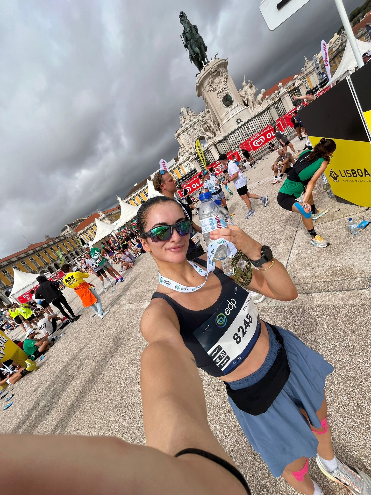 Track star: Kesli Agolli after completing the 2025 Lisbon marathon