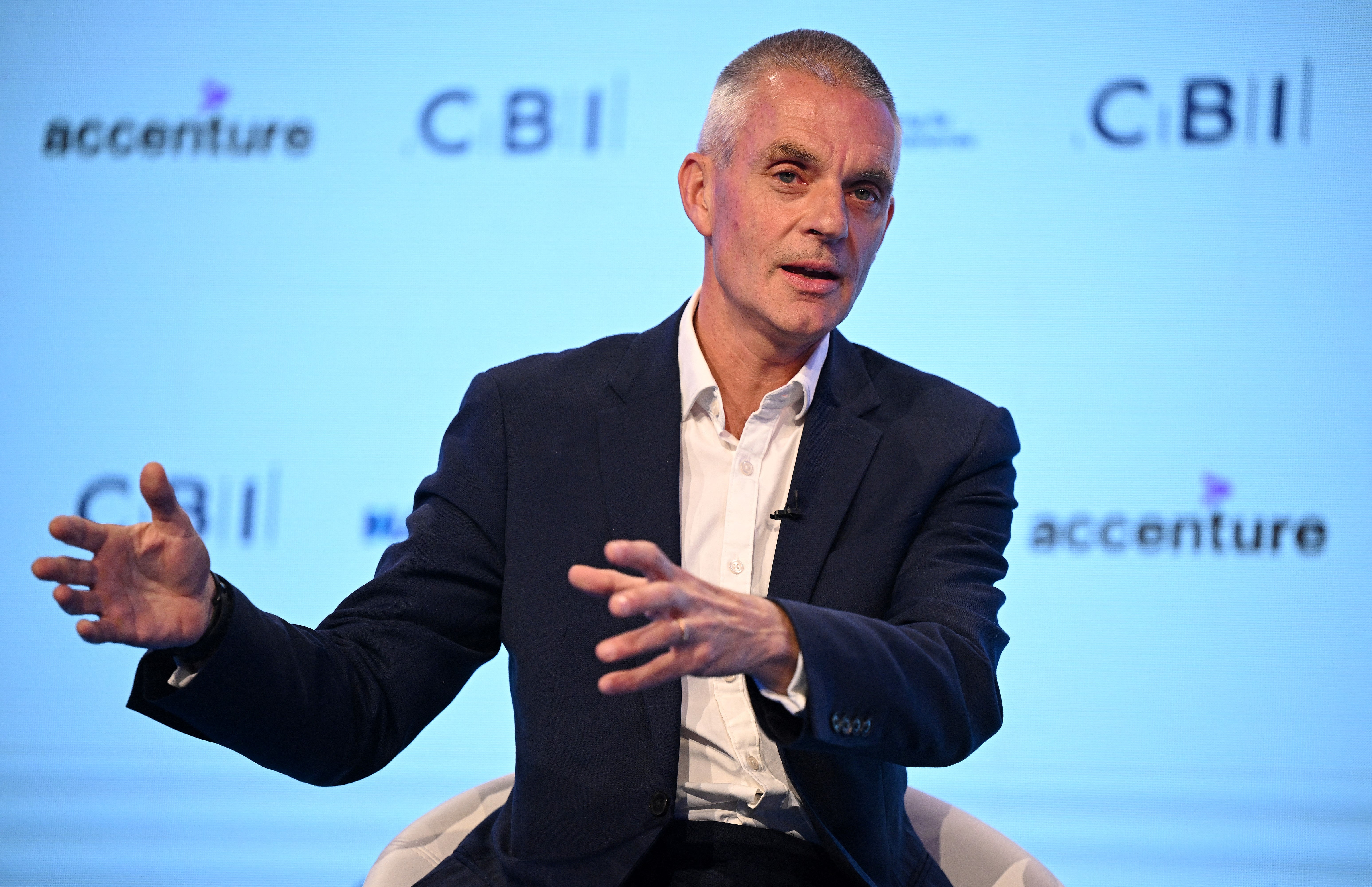BBC Director General Tim Davie speaks at the Confederation of Business Industry (CBI) annual conference at the Vox Conference Centre in Birmingham on November 22, 2022
