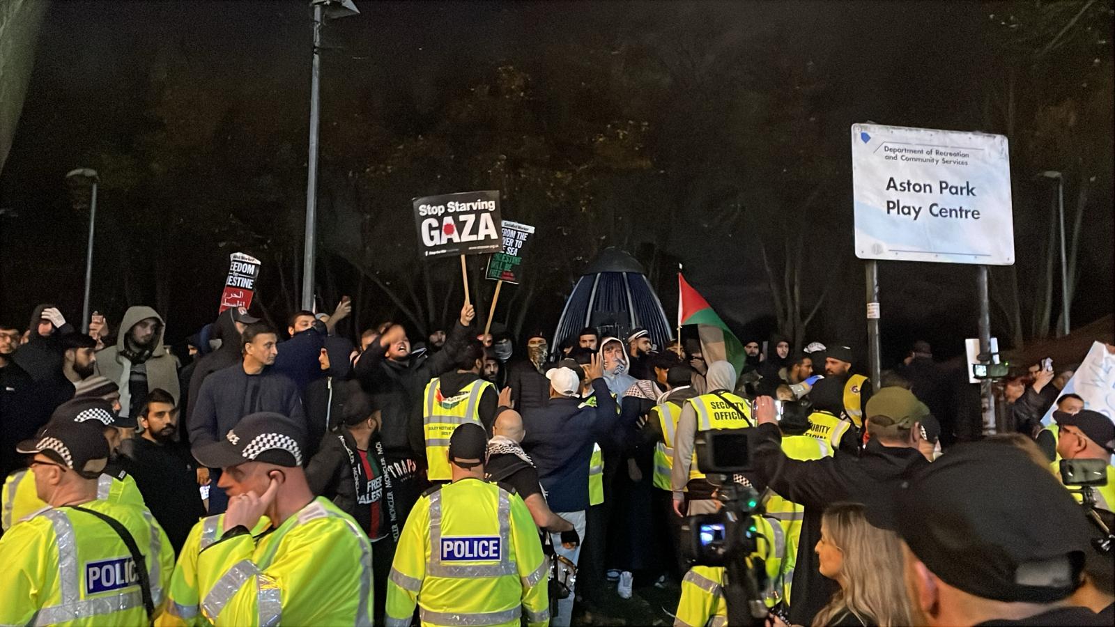 Police moved quickly to break up each face-off