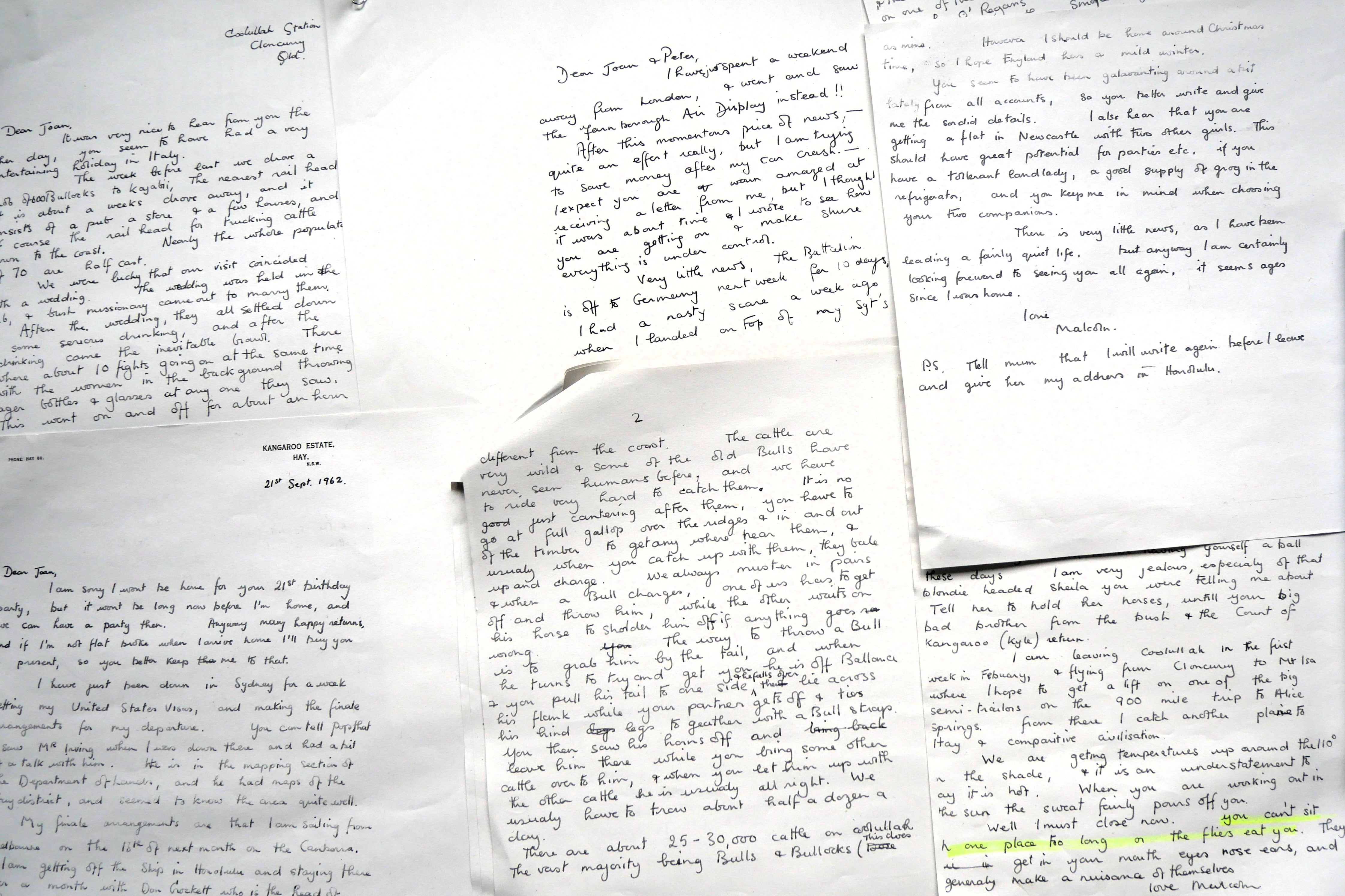 Letters dating from the 1960s from Malcolm Cuthbertson to his sister Joan