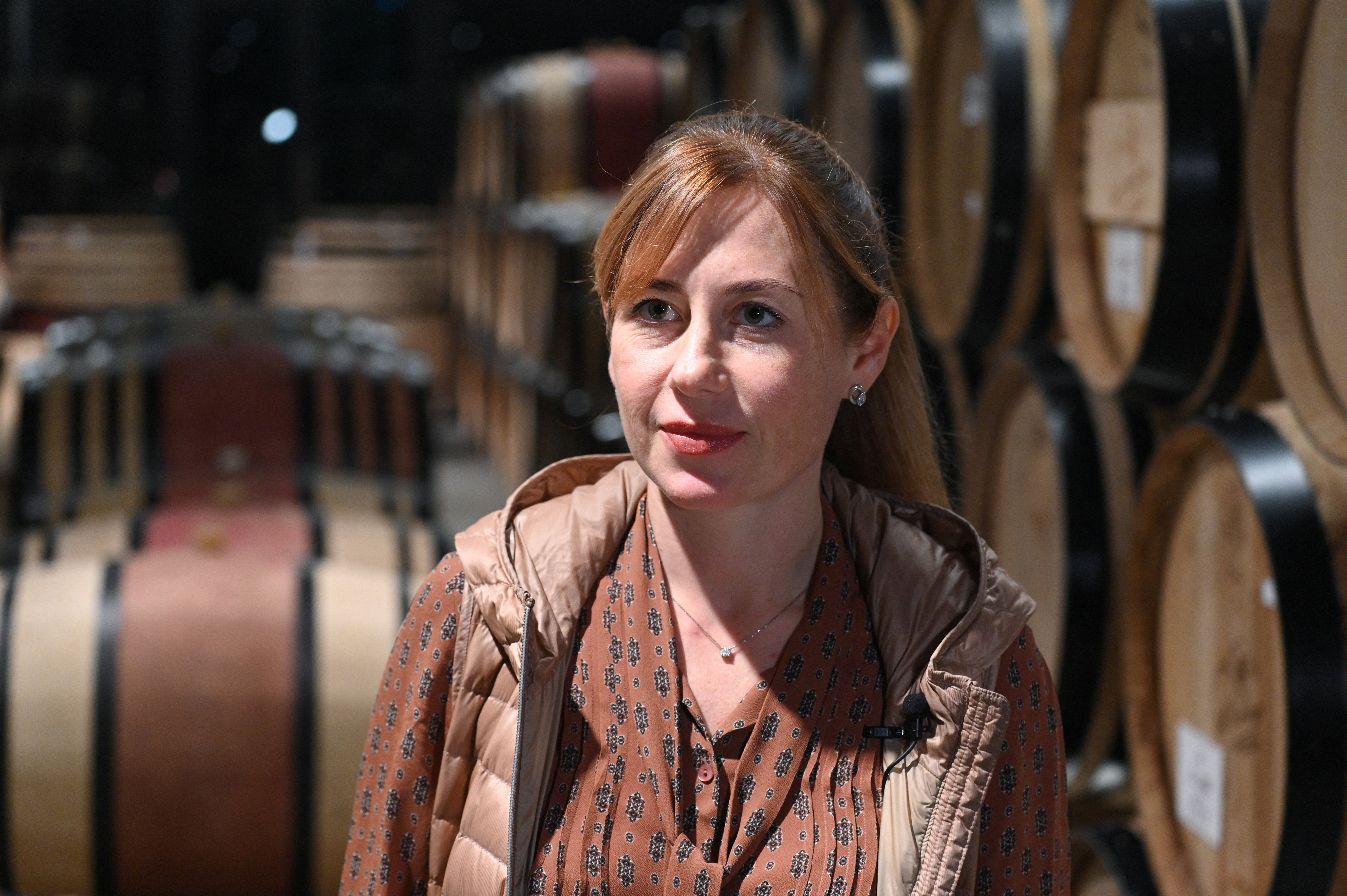 Cote Rocheuse chief vintner and production director Irina Yakovenko looks on during an interview at the winery outside the Black Sea resort of Anapa in the Krasnodar region, Russia, October 8, 2025. REUTERS/Sergey Pivovarov