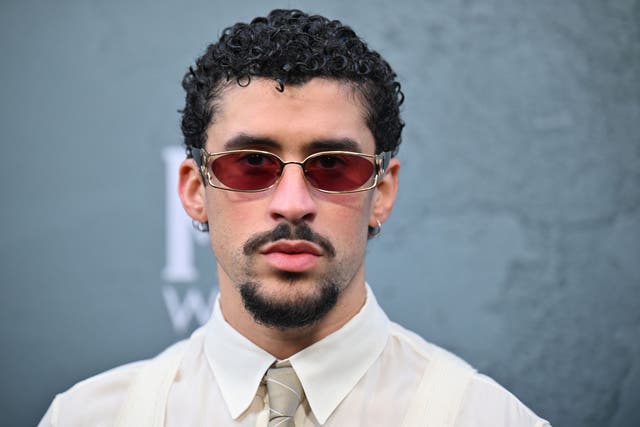<p>Bad Bunny, pictured at the New York premiere of 'Caught Stealing' in August 2025, has made Grammy history with a string of nominations for his latest Spanish-language album</p>