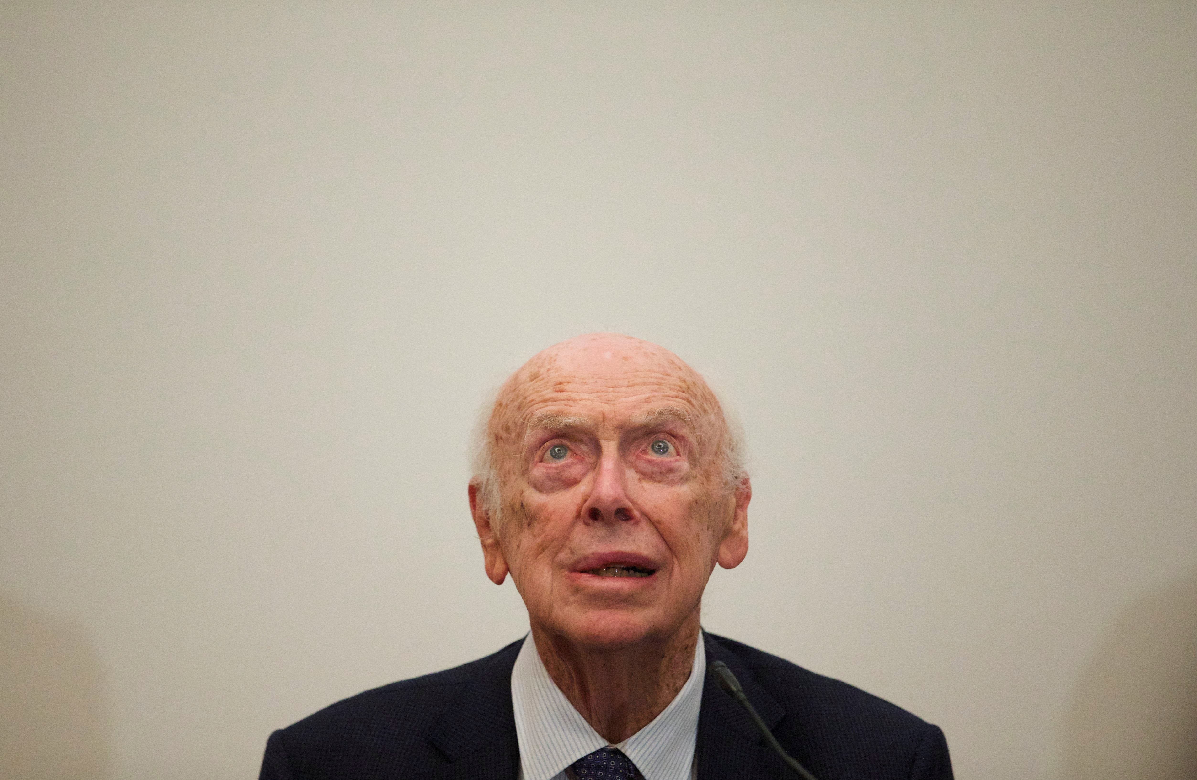 U.S. Nobel laureate, biologist James Watson speaks at the Russian Academy of Sciences, in Moscow, Russia, Wednesday, June 17, 2015