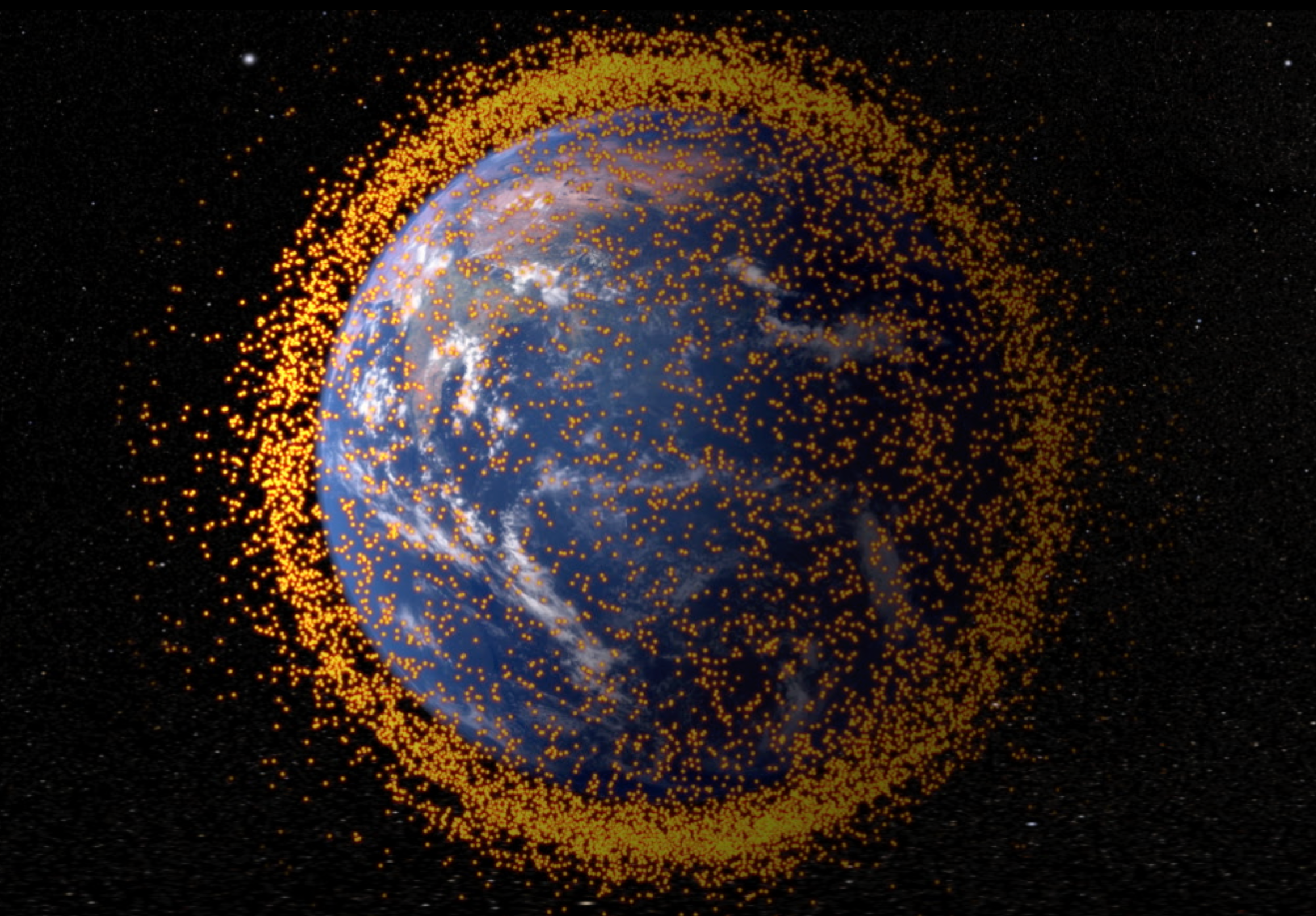<p>Illustration of orbital debris around Earth</p>
