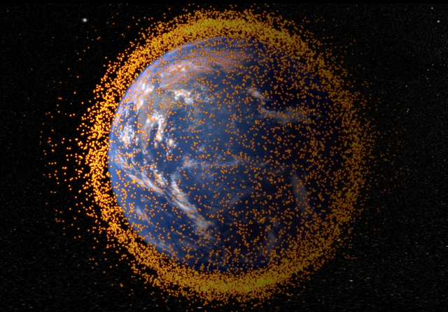 <p>Illustration of orbital debris around Earth</p>